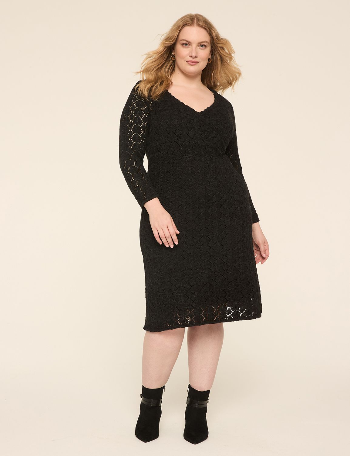 LS SURPLICE POINTELLE SWEATER DRESS Product Image 4