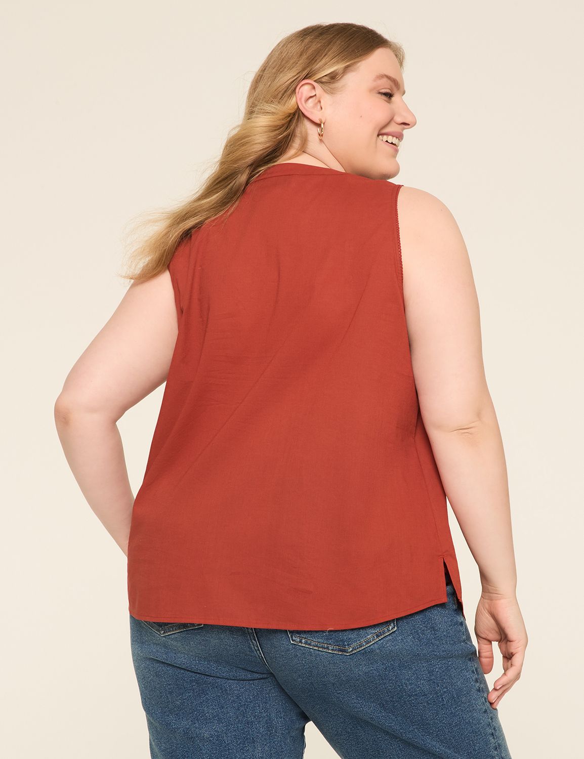 Sleeveless Pintuck Popover Blouse