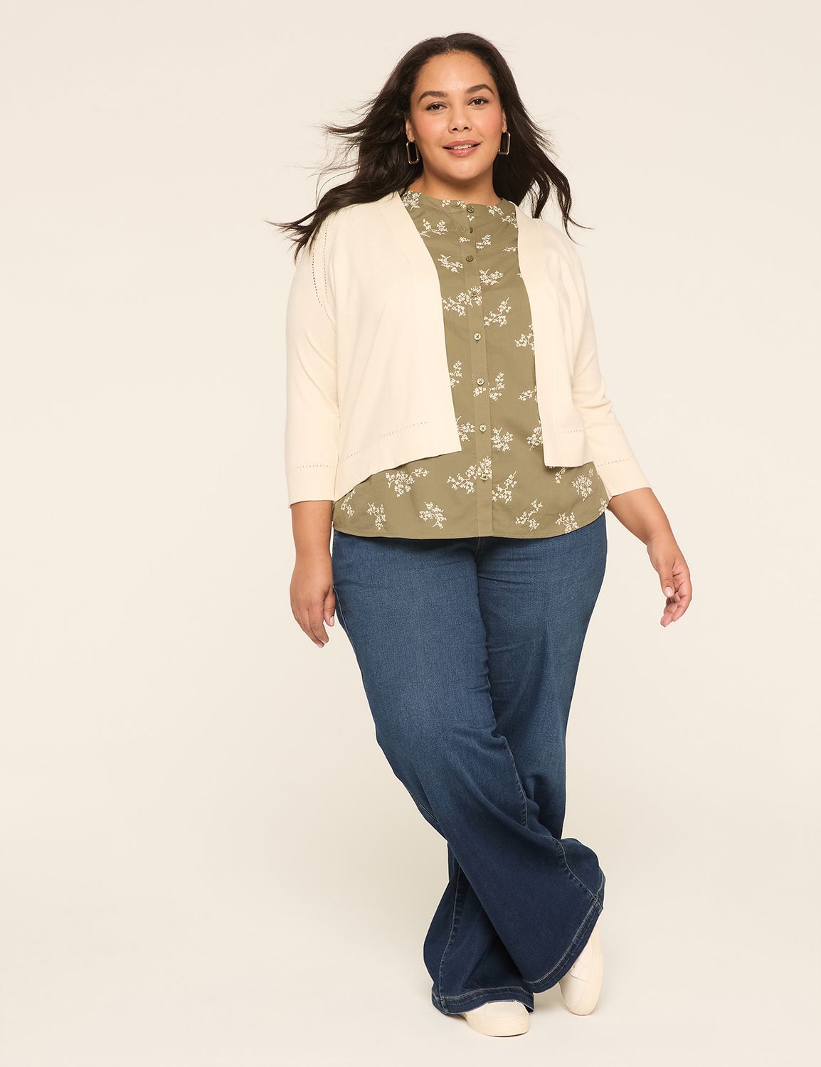 Swing Flutter Sleeve Button Down Bl Product Image 3