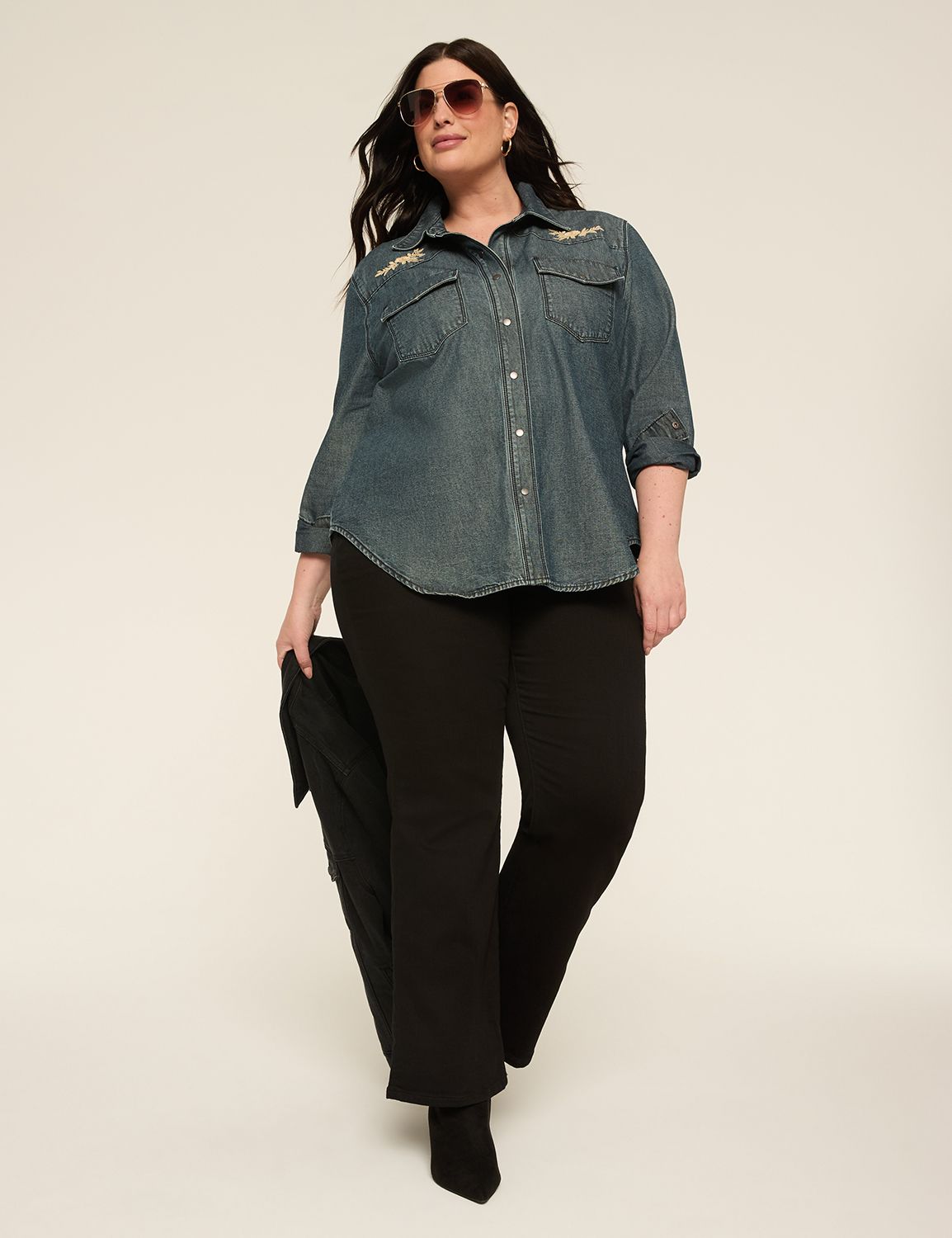 Classic LS Denim Fitted Shirt 11464 Product Image 3