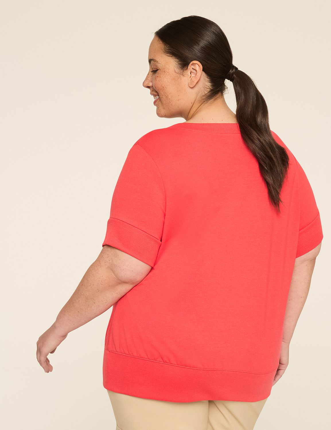 LIVI French Terry Short-Sleeve V-Neck Sweatshirt