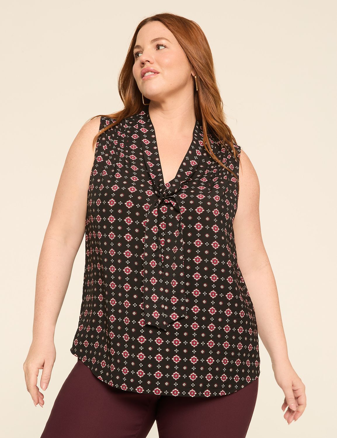 Classic Tie Neck Sleeveless Top 114 Product Image 1