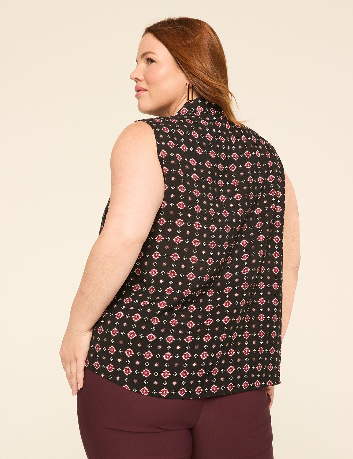 Classic Tie Neck Sleeveless Top 114 Product Image 2