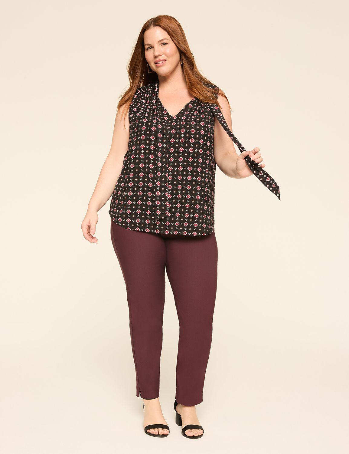 Classic Tie Neck Sleeveless Top 114 Product Image 4