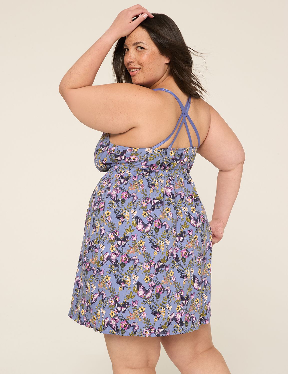 100% Cotton Luna Lace Trim Chemise | LaneBryant