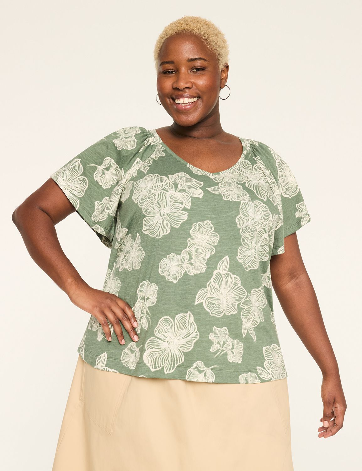 Smocked V-Neck Top