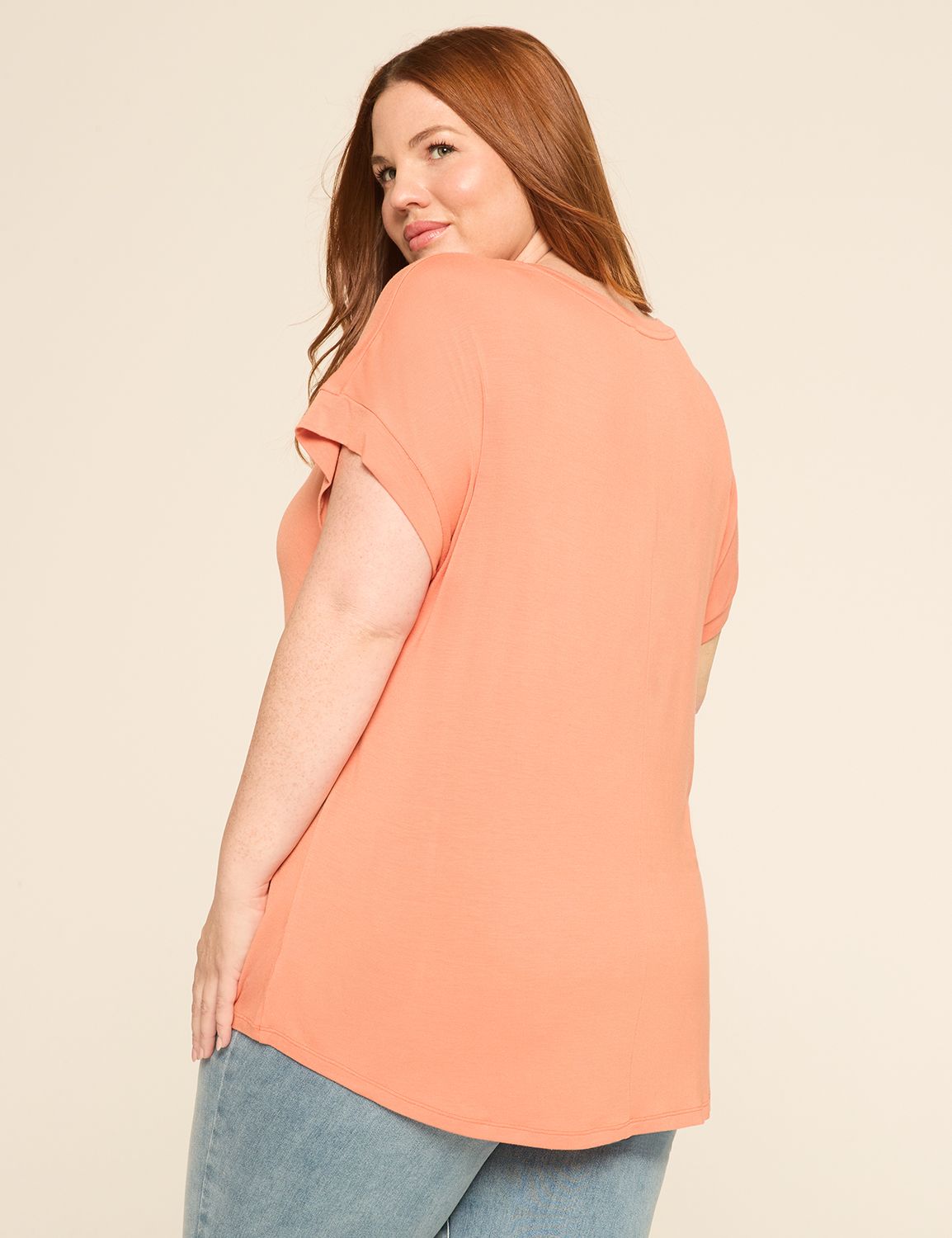 Casual Short Sleeve V-Neck Dolman T | LaneBryant