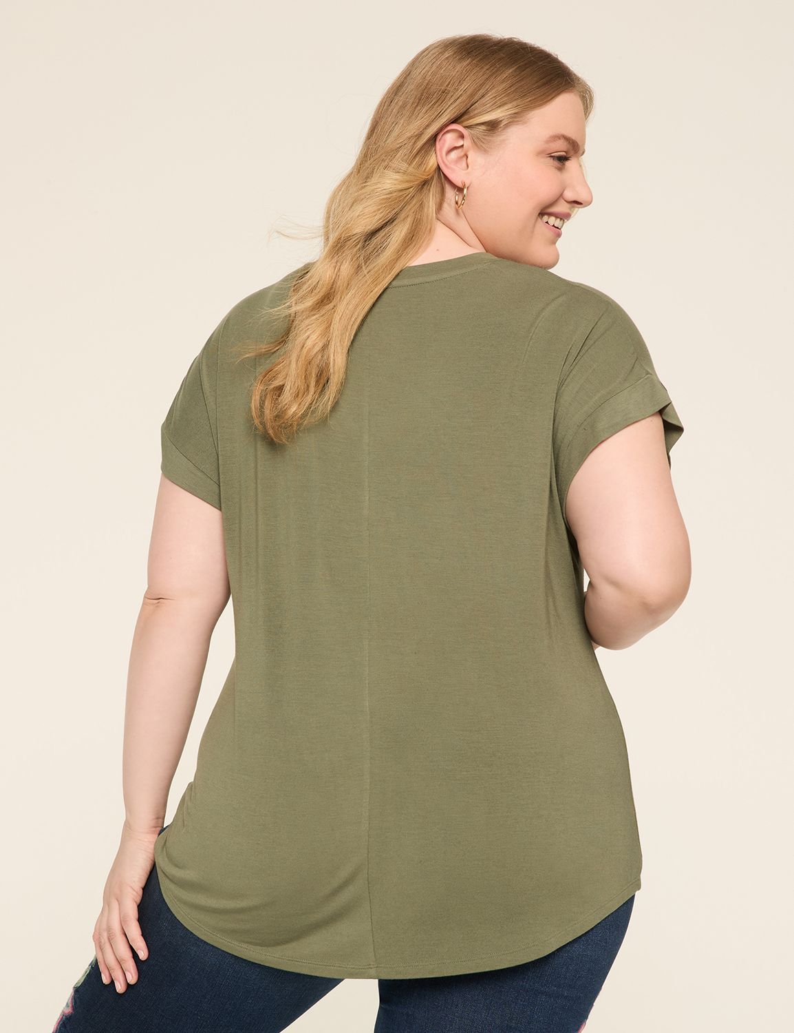 Bp V Neck Dolman Crop Tshirt Green Moss 4 main image 0