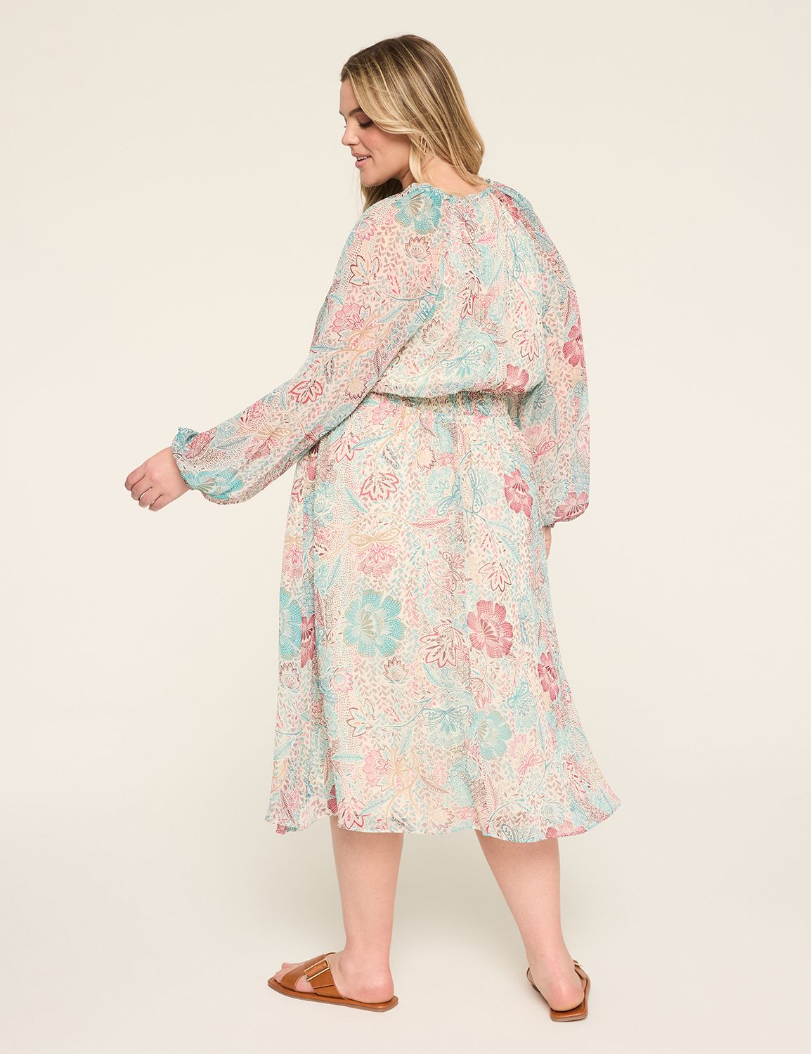 Ruffle-Detail Fit & Flare Midi Dress
