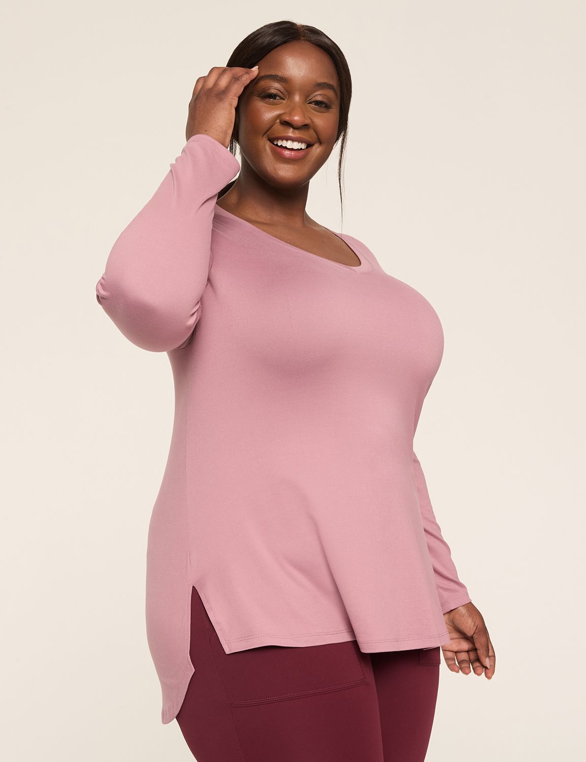LIVI Soft Ruched Cutout-Back Top