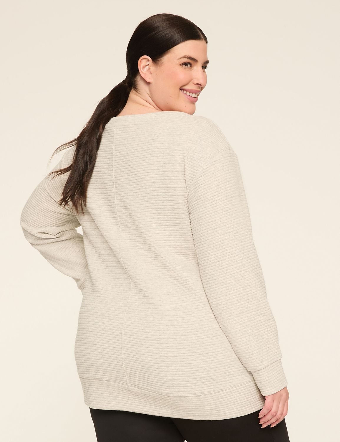 LIVI Long-Sleeve Boatneck Textured Top