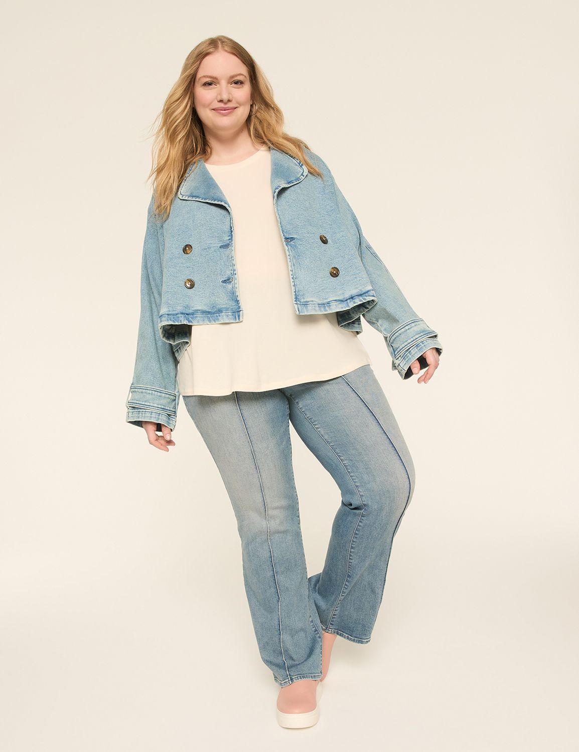 CROPPED DENIM TRENCH - 1146880 - DE Product Image 3