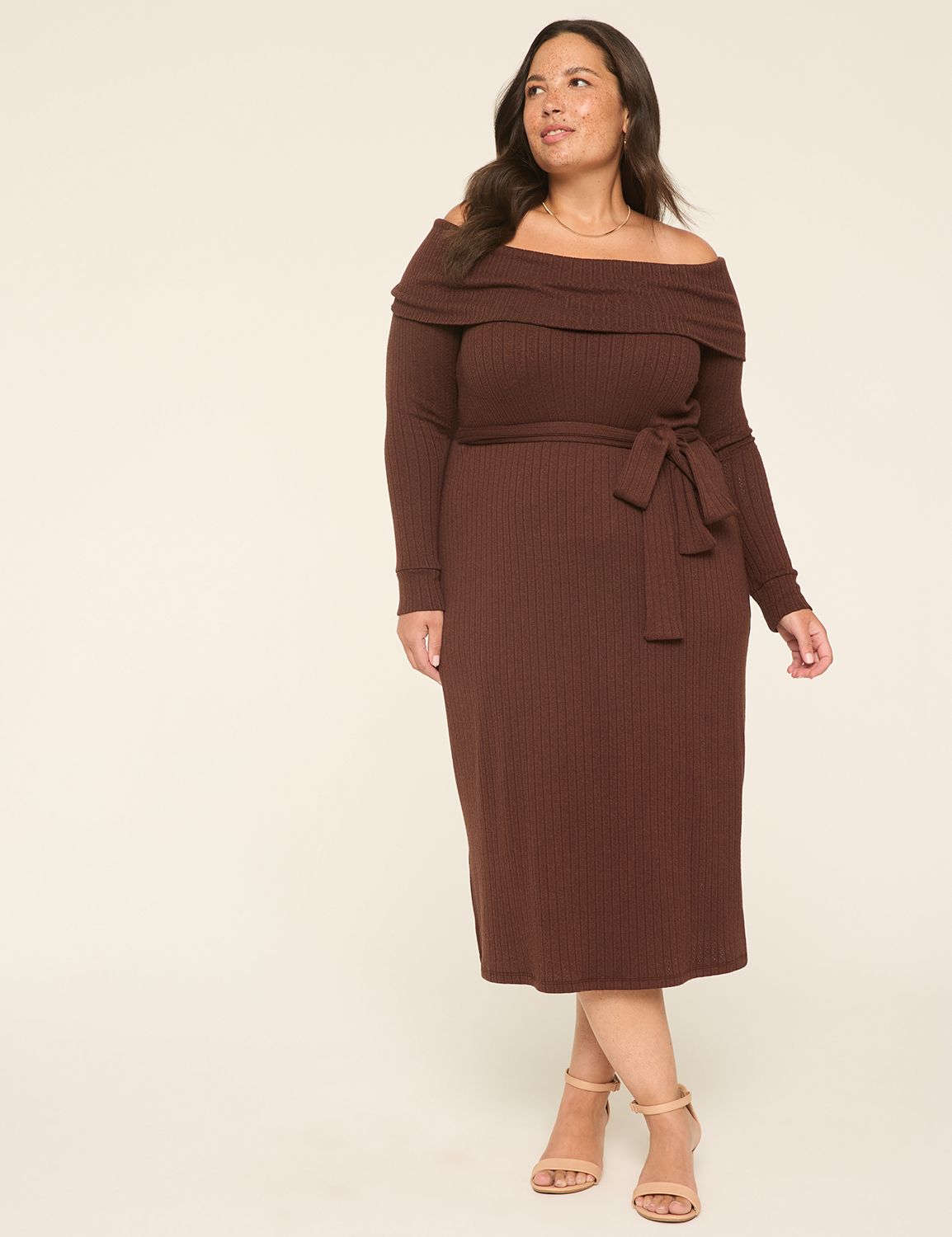 OTS POINTELLE TIE WAIST MIDI DRESS Product Image 1