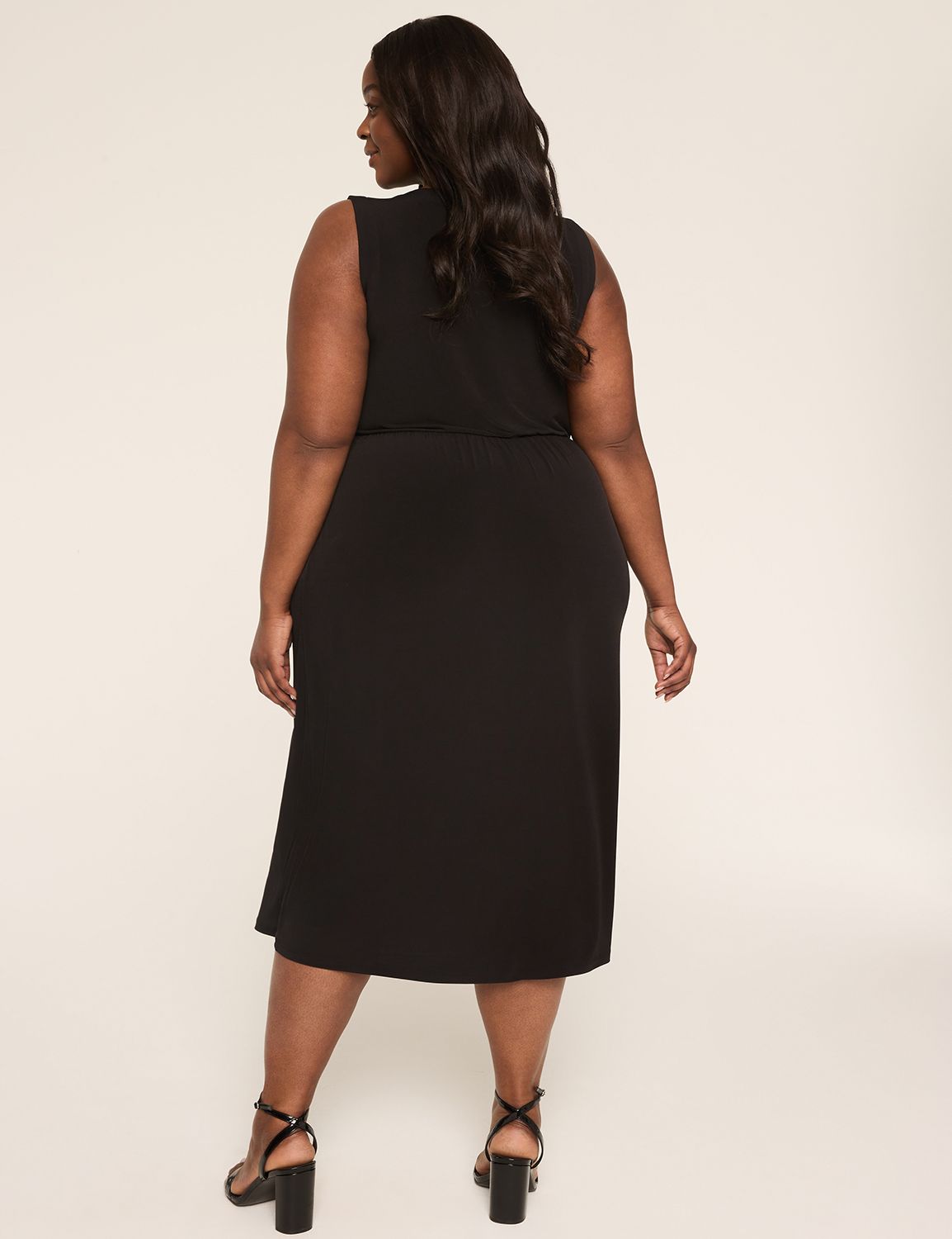 Sleeveless Faux-Wrap Jersey Dress