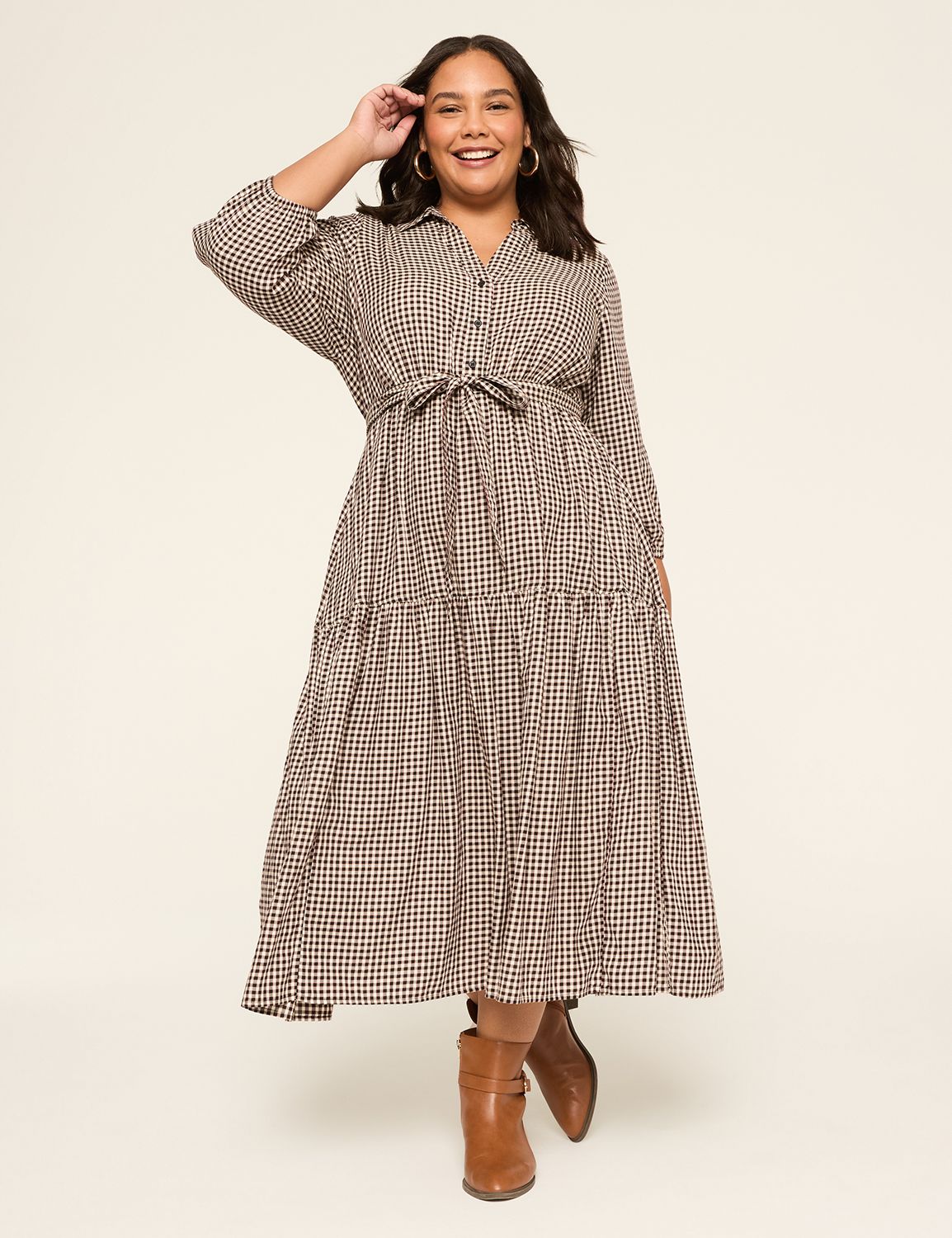 ELBOW SLEEVE COLLARED SHIRT DRESS 1 Product Image 4