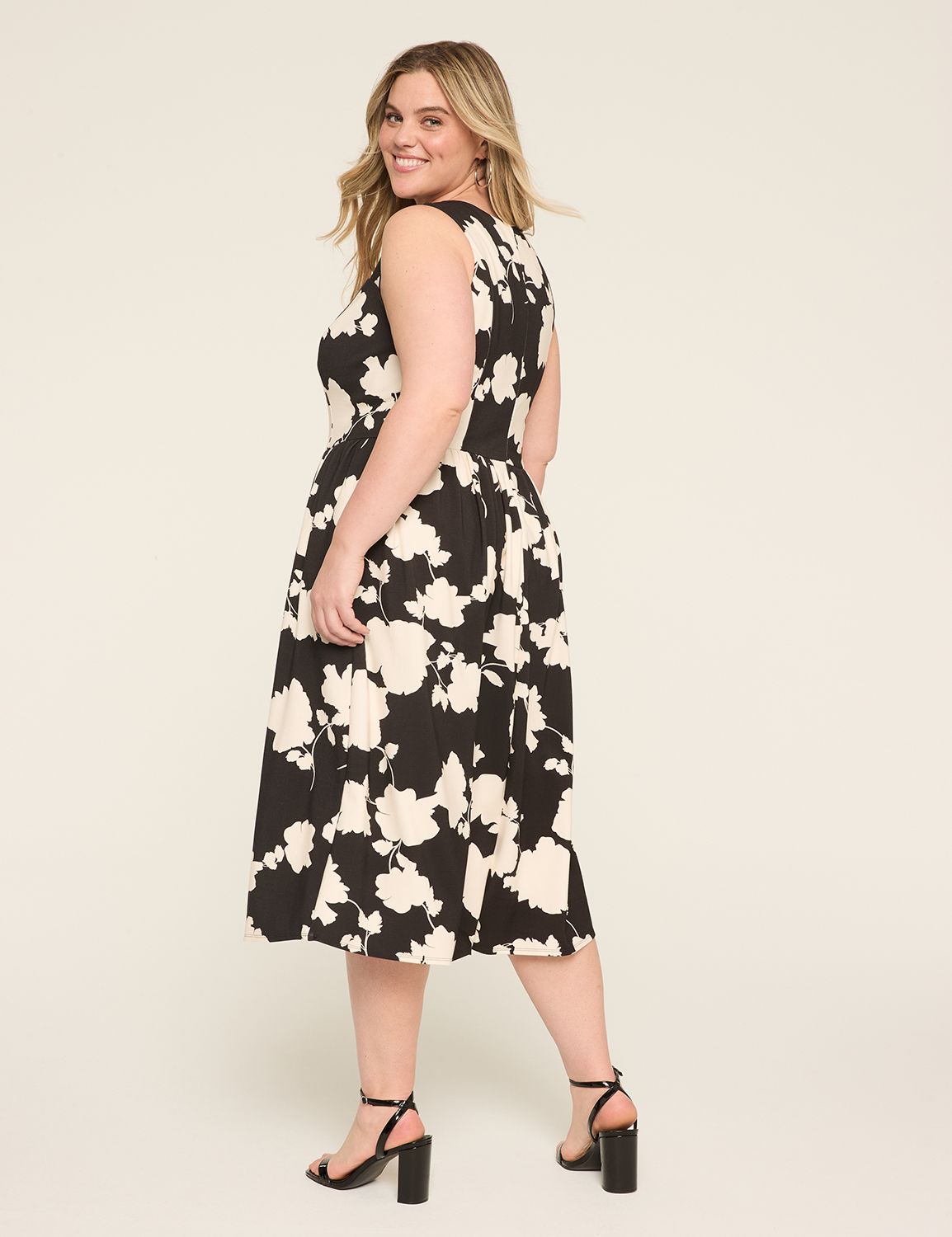 Ponte Square-Neck Midi Dress