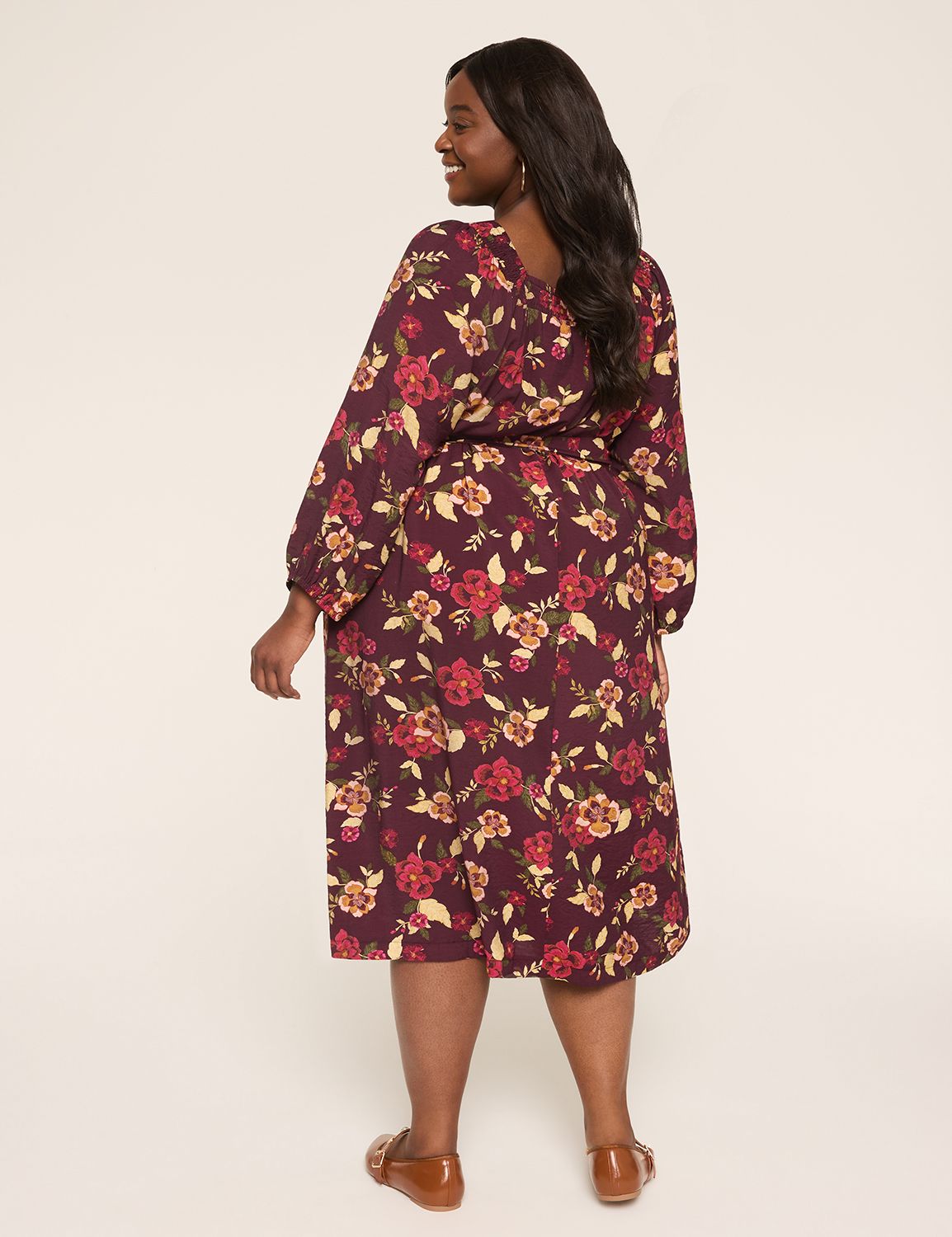 Smocked Square-Neck Dress
