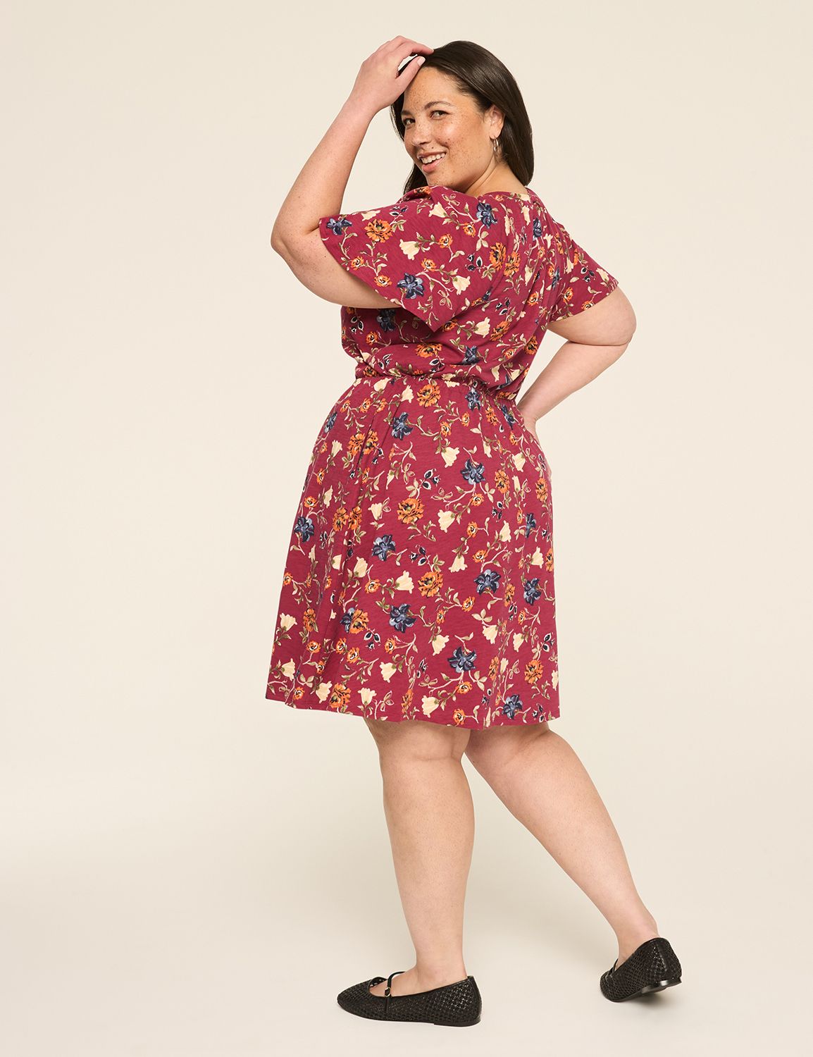 SS FLUTTER CREW NK WITH FRAME BANDS | LaneBryant