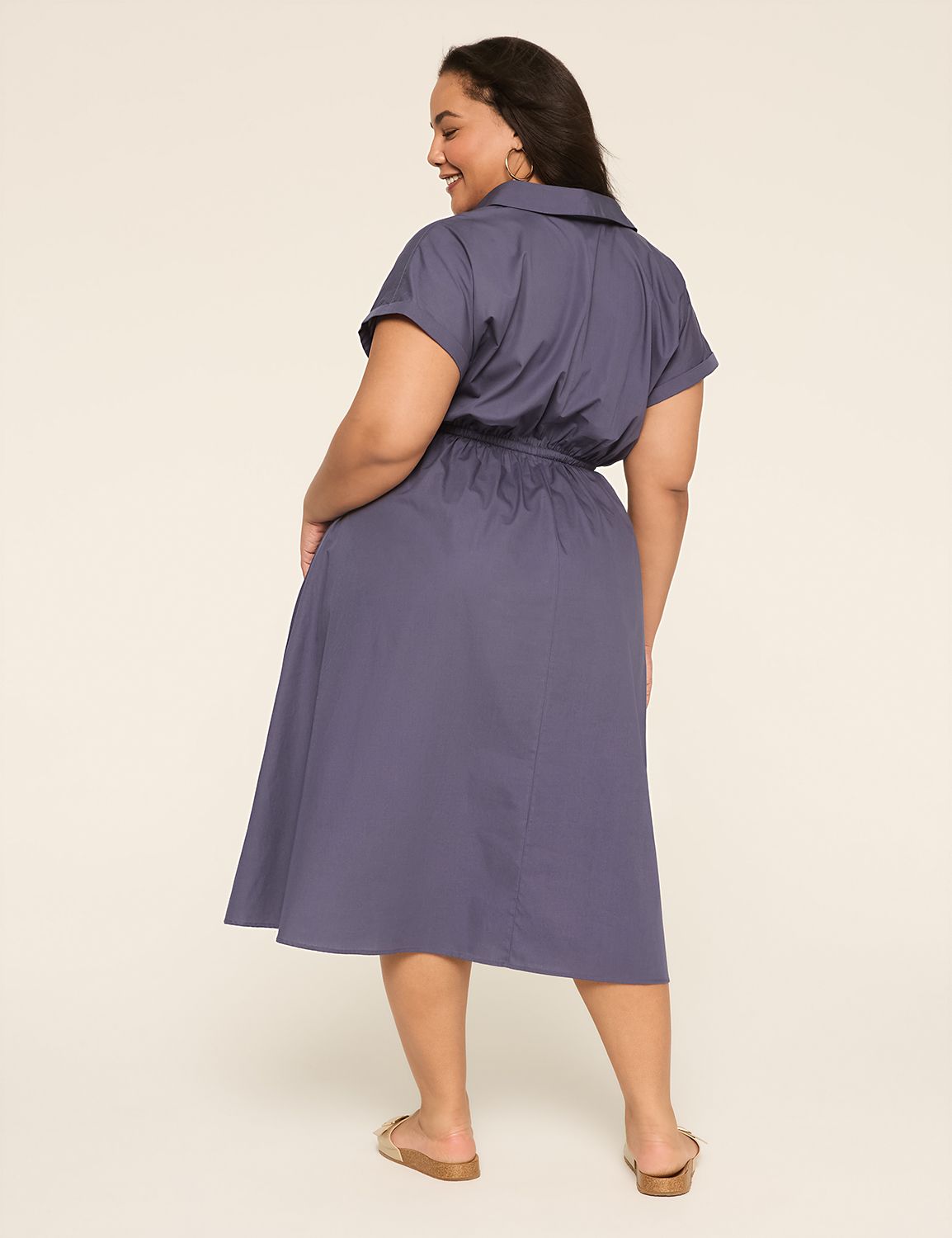 Collared Button-Front Midi Dress