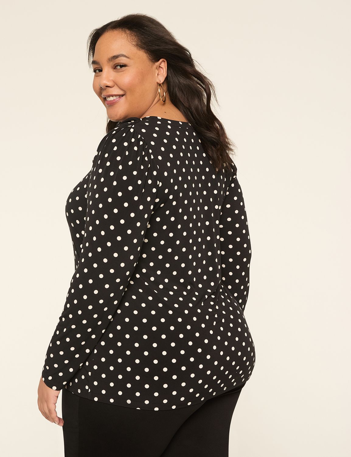Long-Sleeve Notch-Neck Top