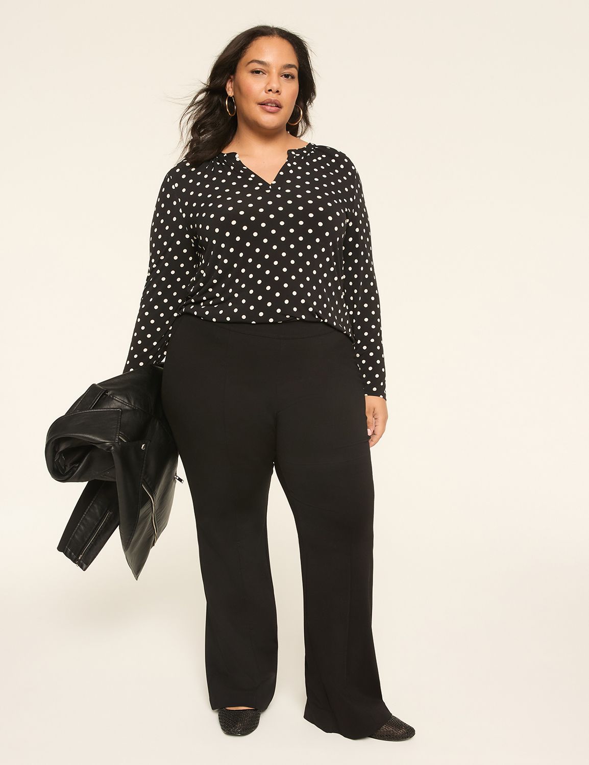 Long Sleeve Shirred Notch Neck Top Product Image 3