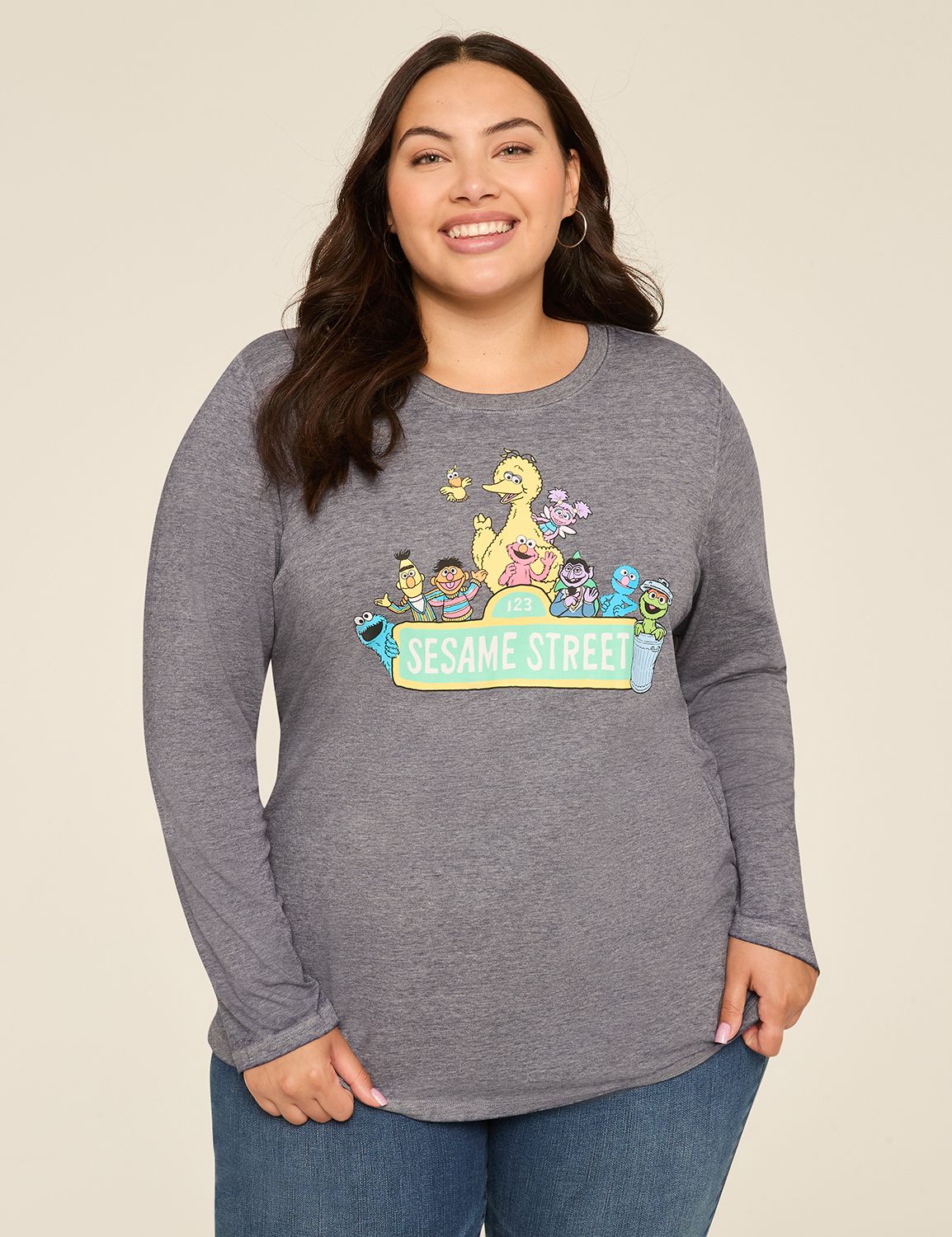 Long Sleeve Crew Neck Graphic Tee : Product Image 1