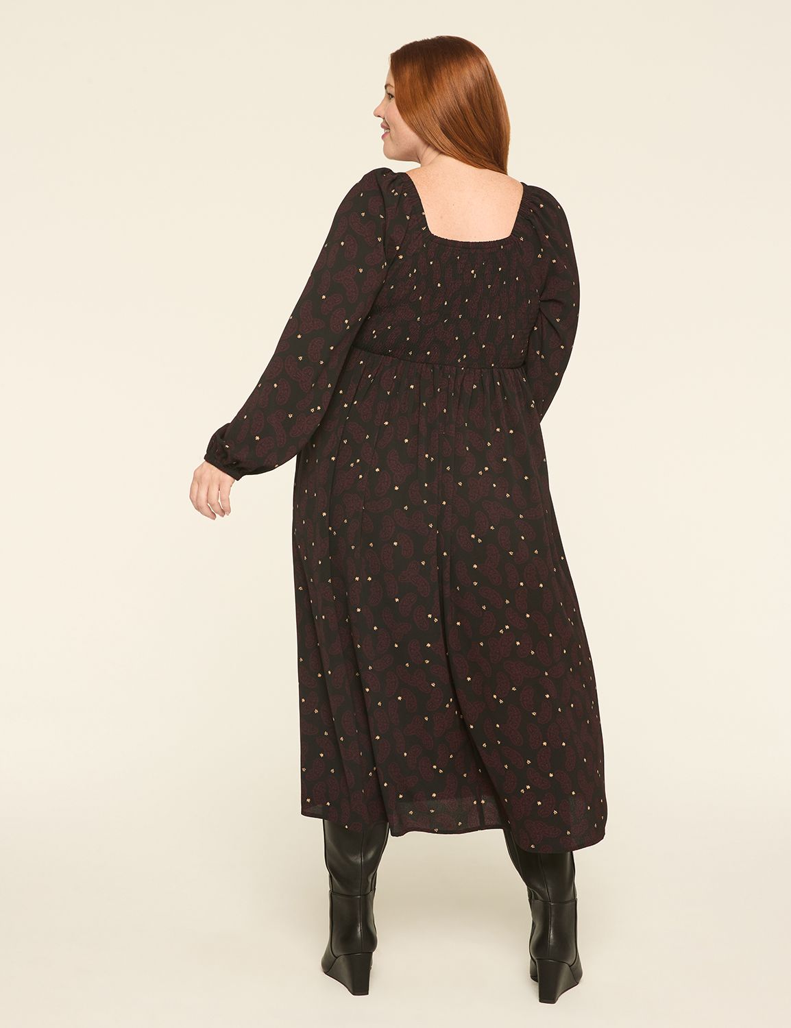 LS SMOCKED BODICE SCOOP NK MAXI DRE Product Image 2