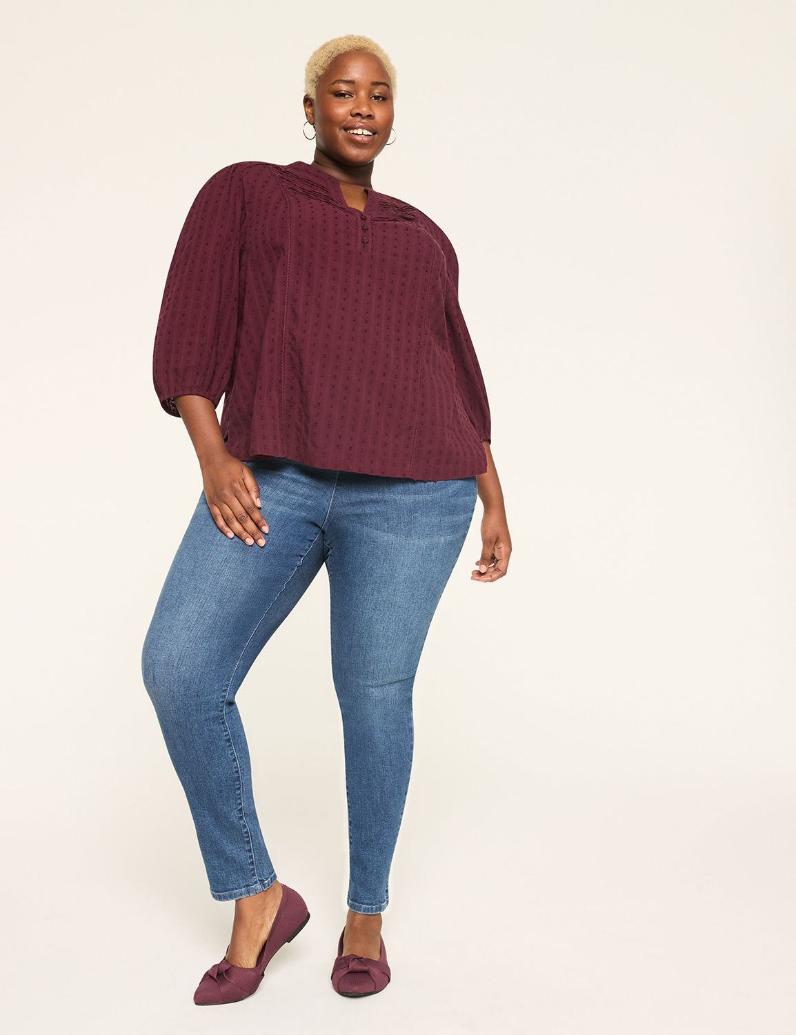 Classic 3/4 Sleeve Half Placket Pop Product Image 3