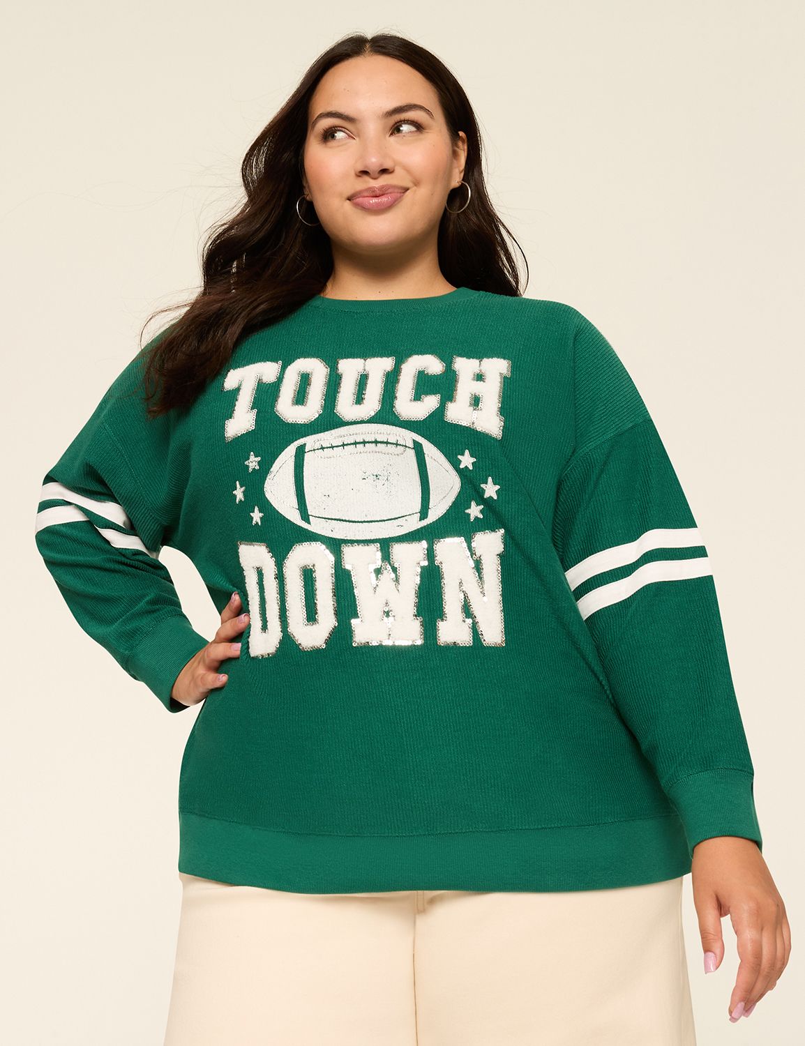Sequin & Chenille Touchdown Graphic Sweatshirt