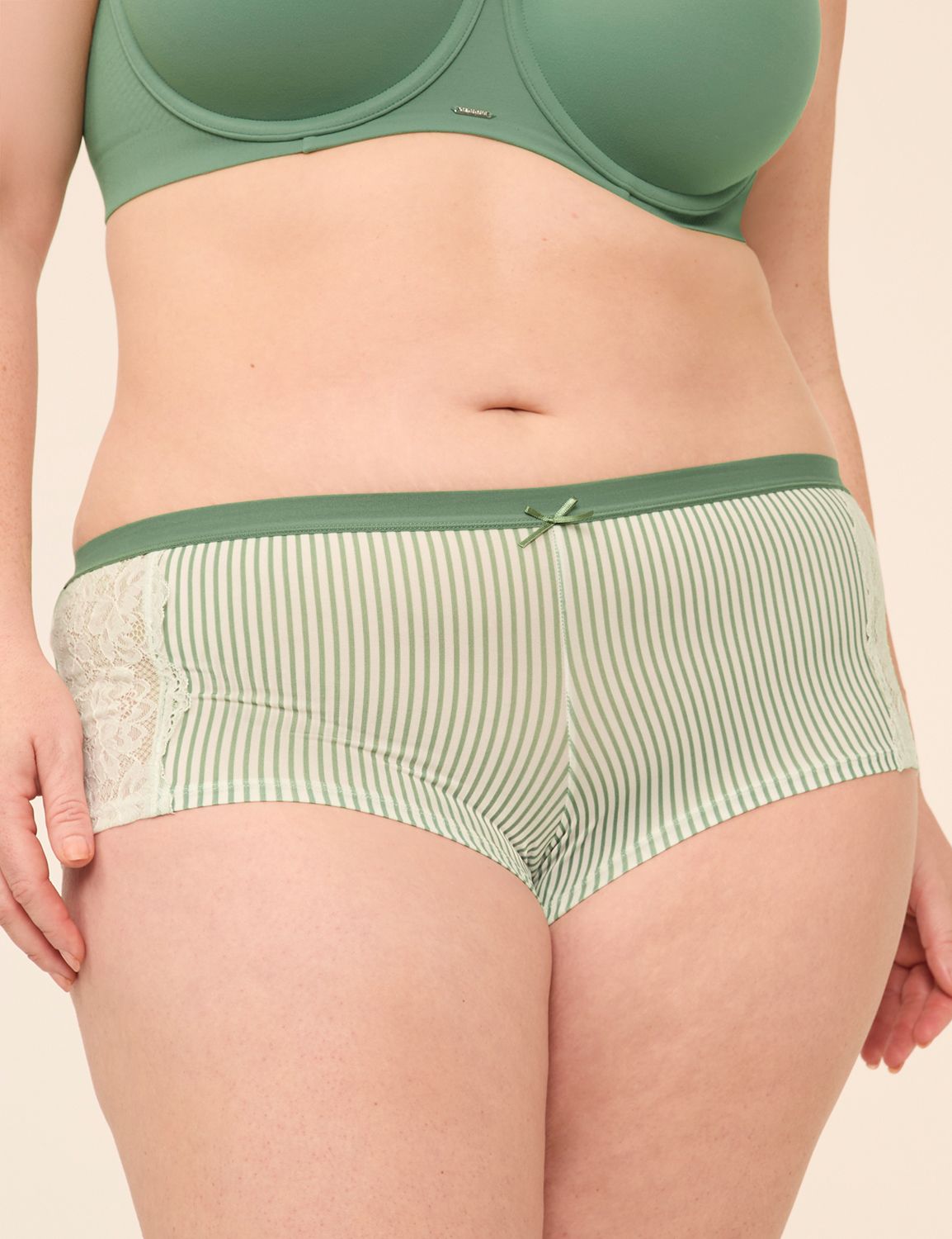 No-Show Boyshort Panty With Lined Lace Trim