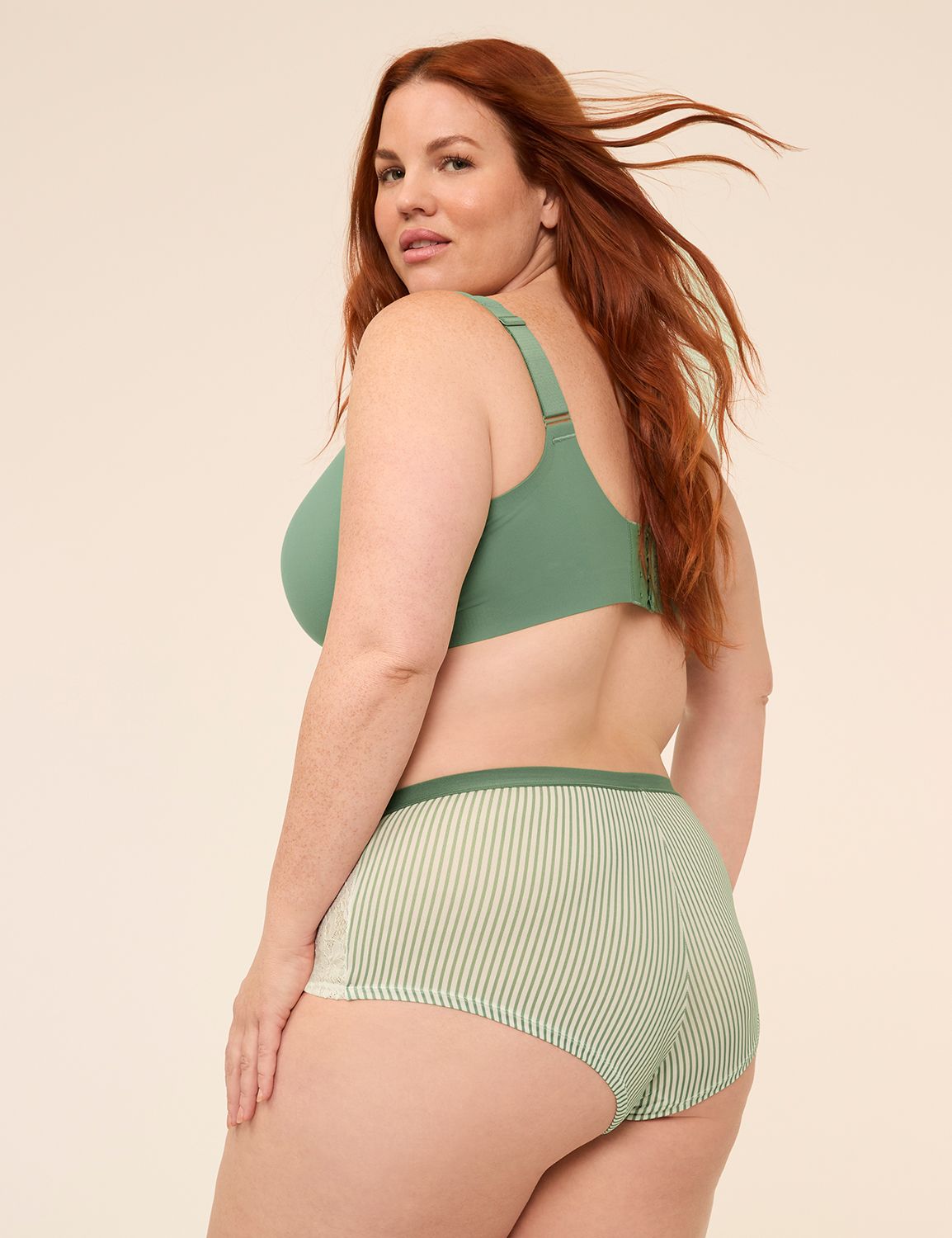 No-Show Boyshort Panty With Lined Lace Trim