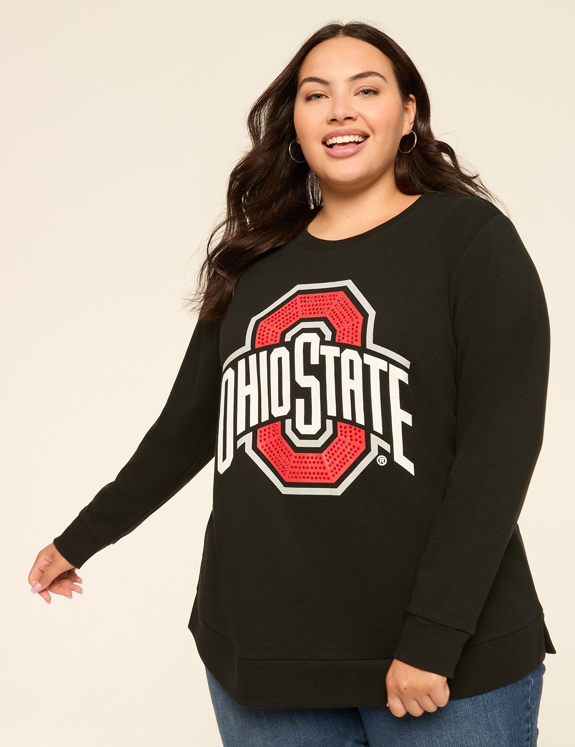 Rhinestone Ohio State Buckeyes Graphic Sweatshirt | LaneBryant