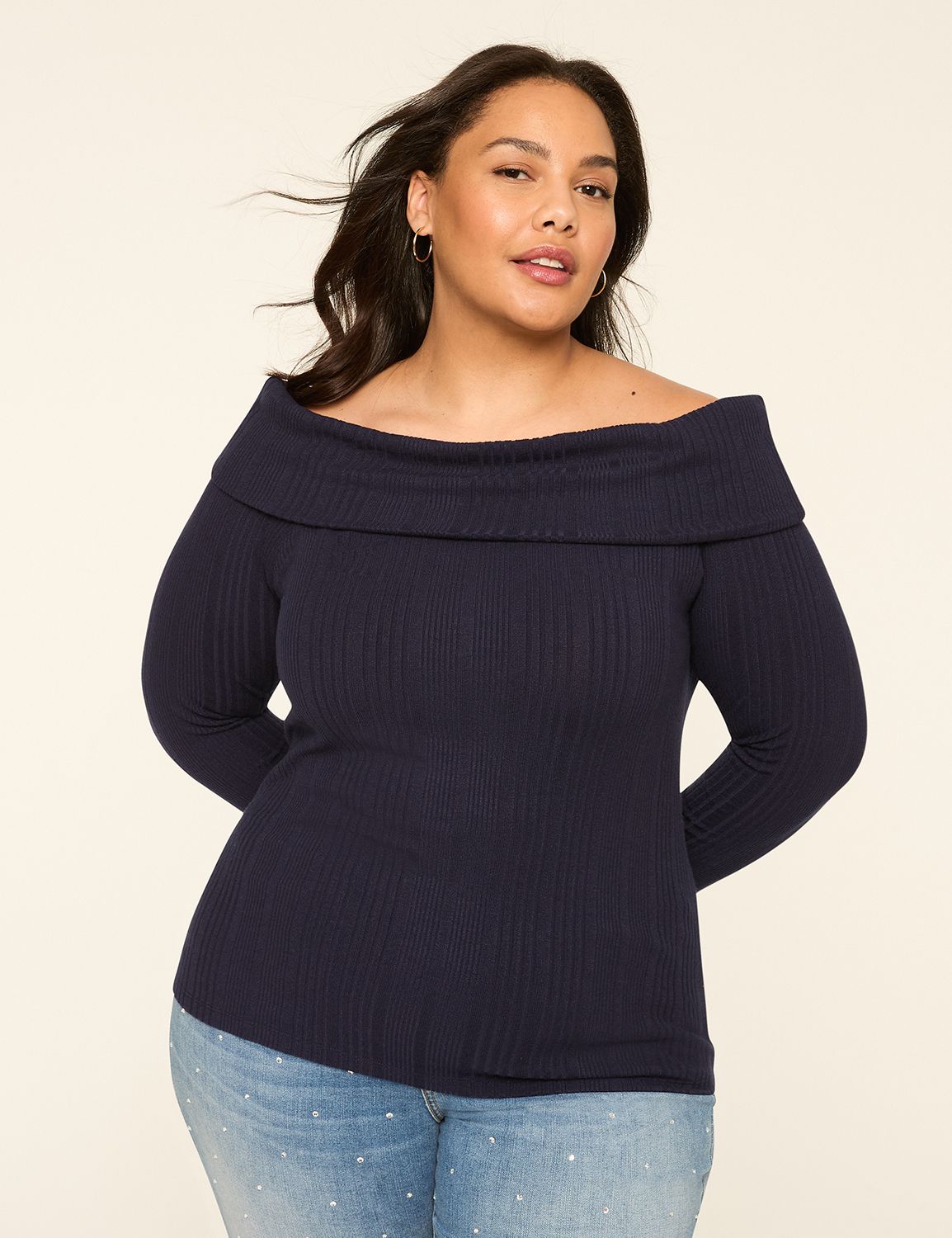 Long Sleeve Variegated Rib Off the Product Image 1
