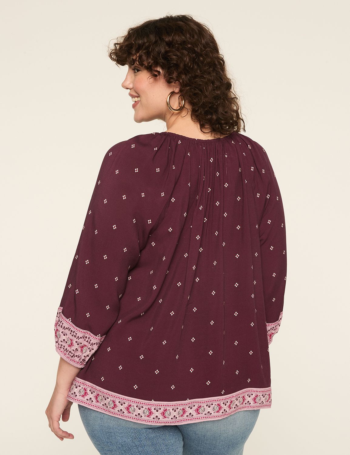 Swing 3/4-Sleeve Popover Blouse