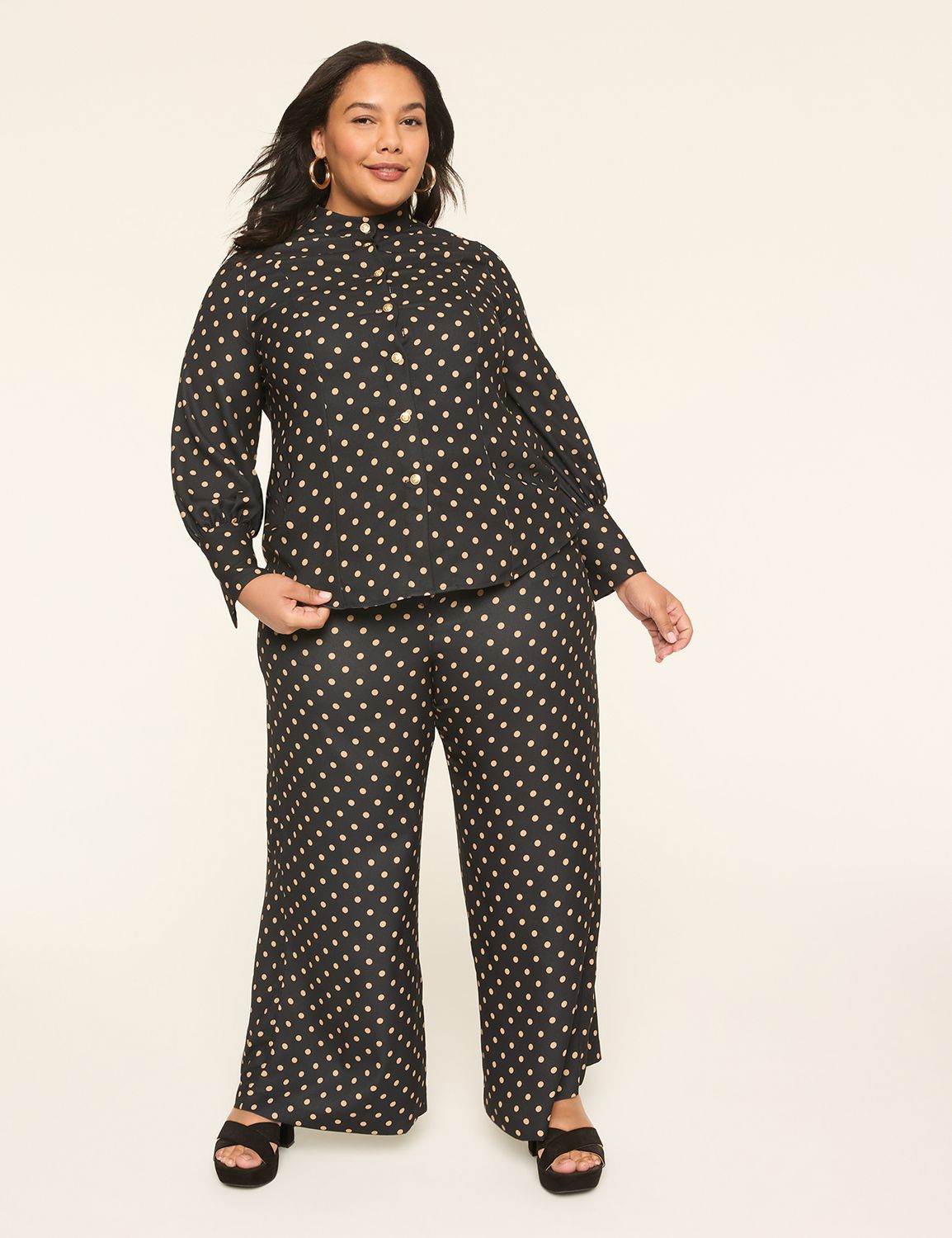 Classic LS Mock Neck Button Front B Product Image 3