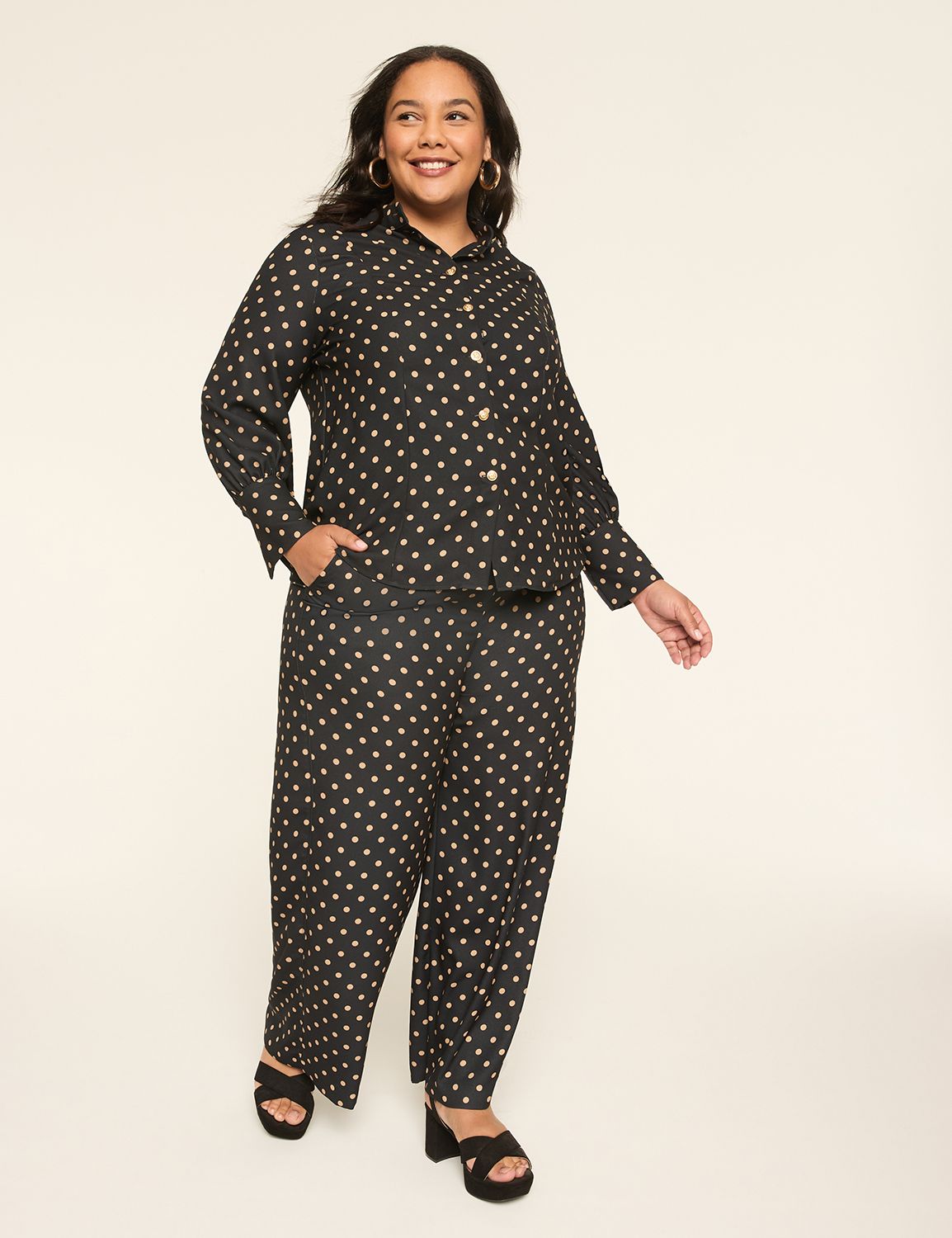 Classic LS Mock Neck Button Front B Product Image 4