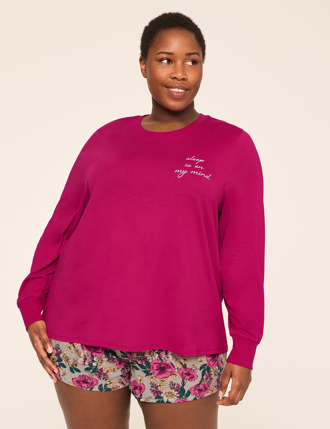 Comfy Cotton Long-Sleeve Tee & Short PJ Set