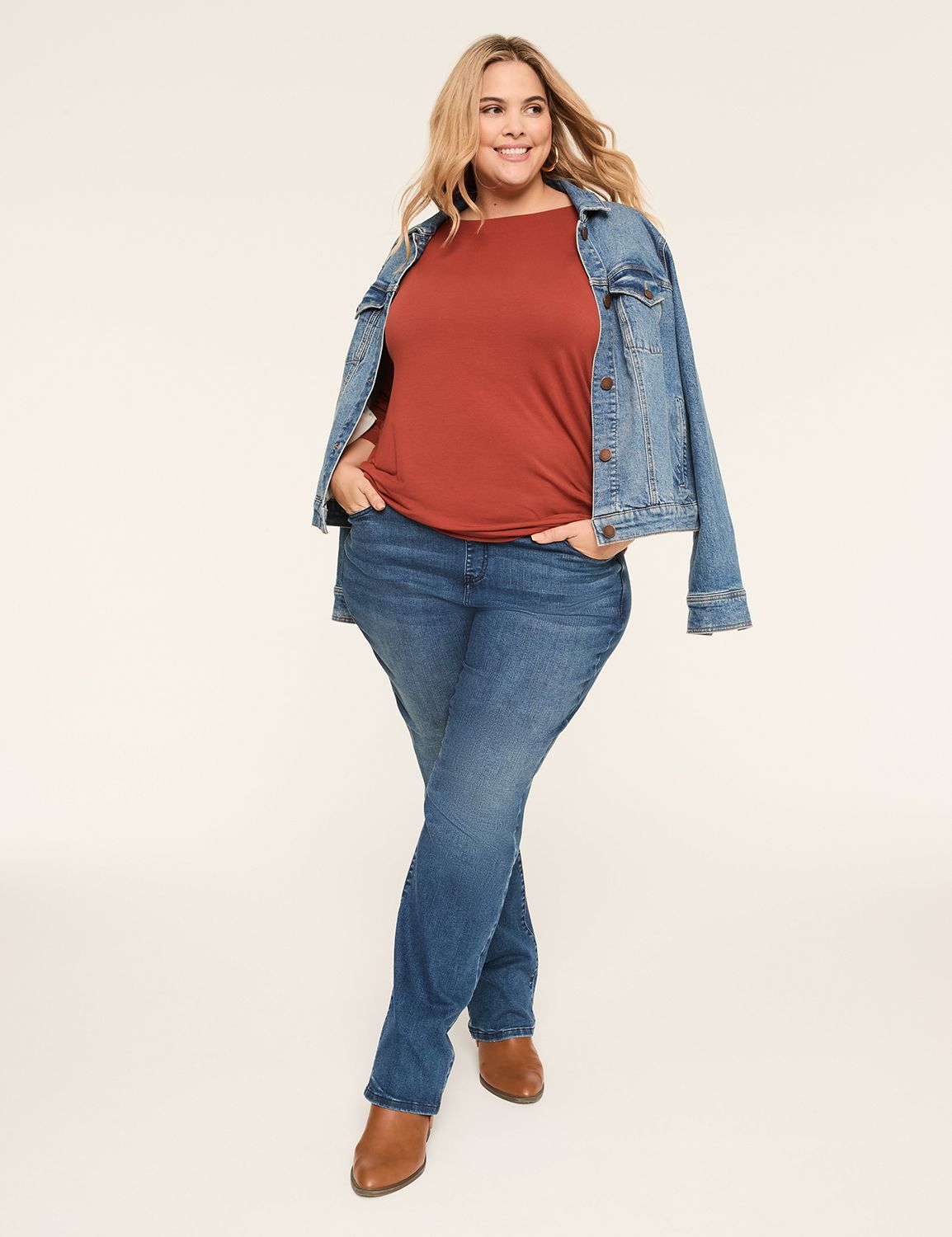 Casual 3/4 Sleeve Gallery Neck Top Product Image 3