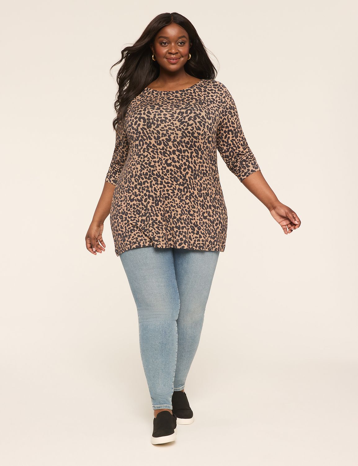 Casual 3/4 Sleeve Gallery Neck Top Product Image 1