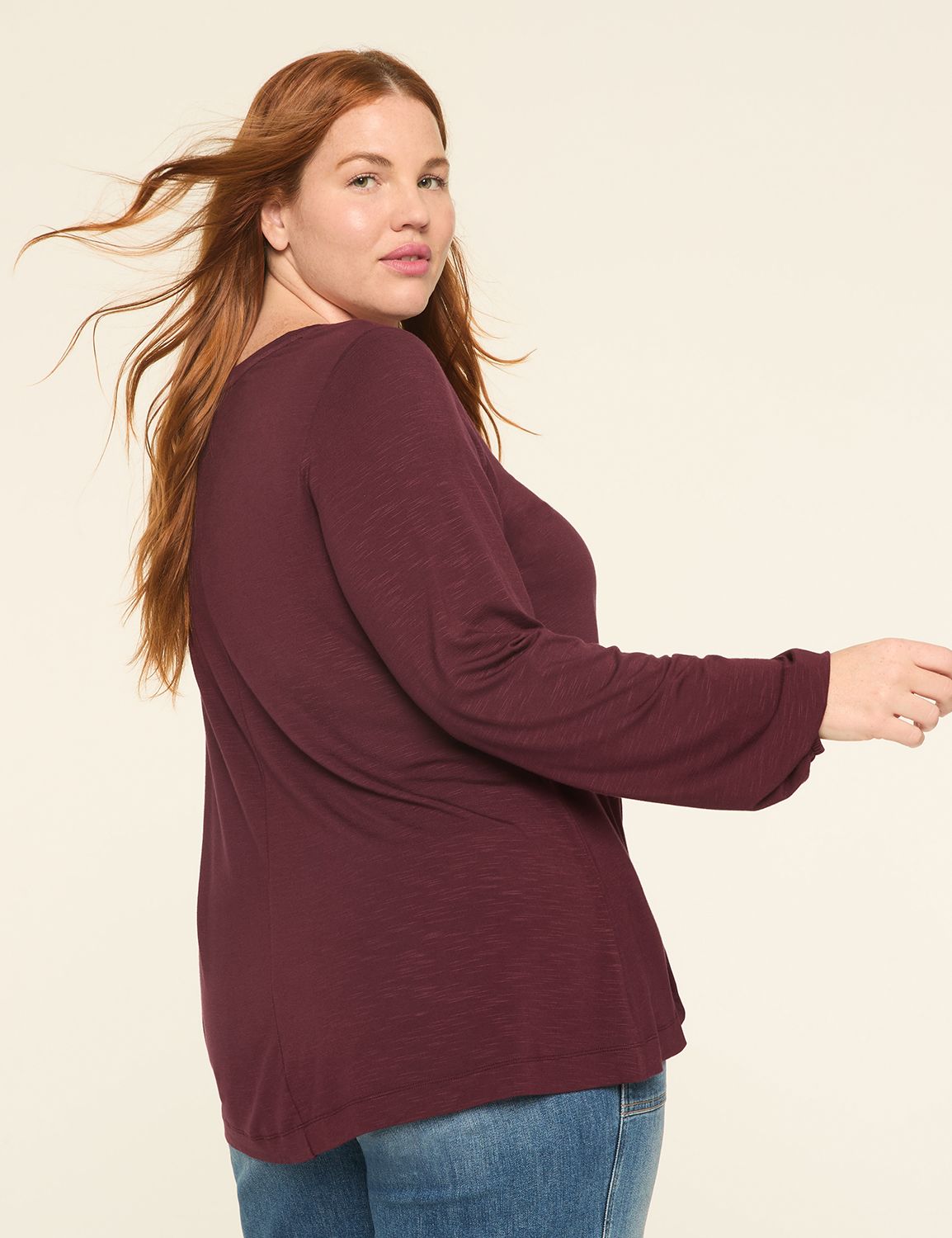 Blouson-Sleeve V-Neck Top