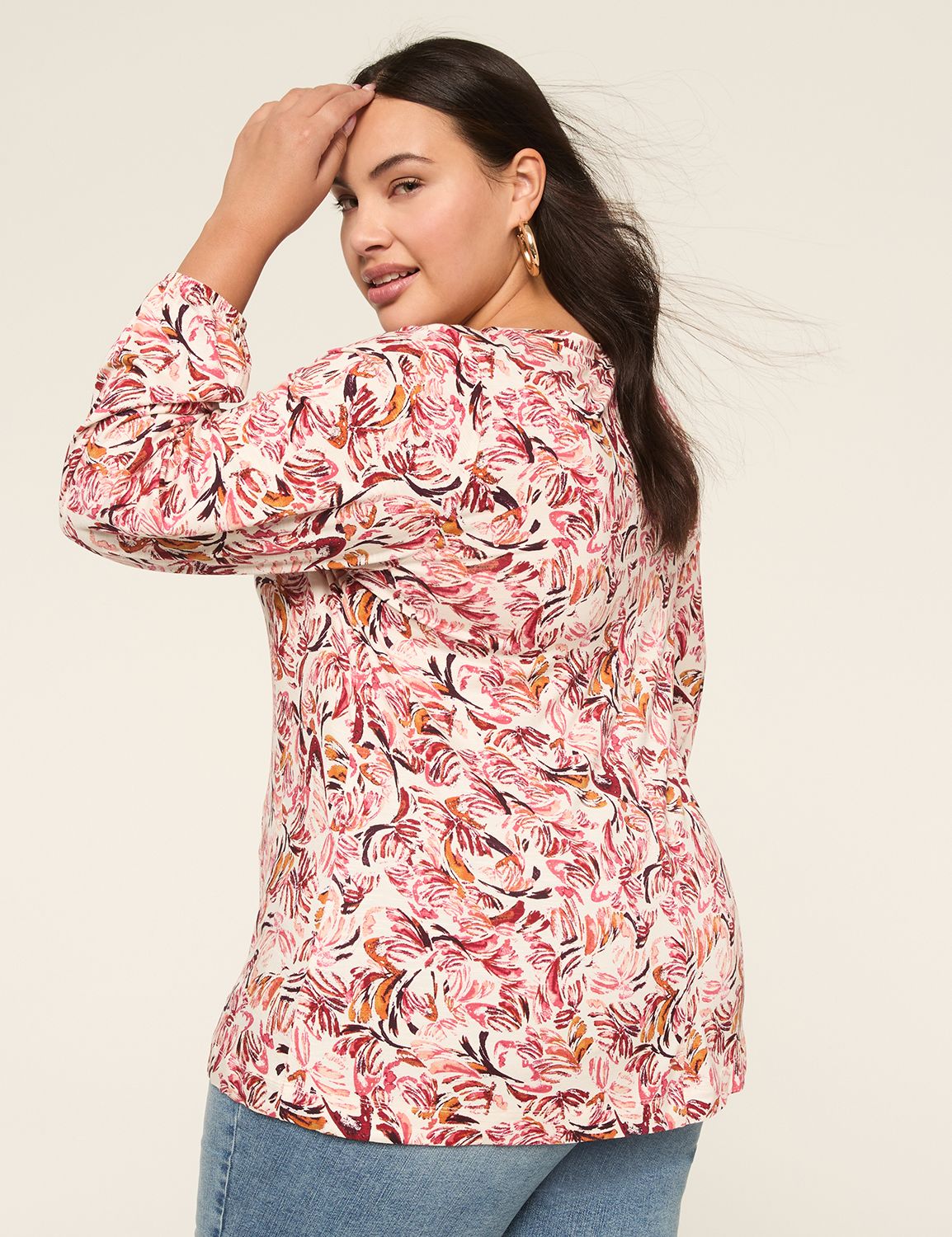 Blouson-Sleeve V-Neck Top