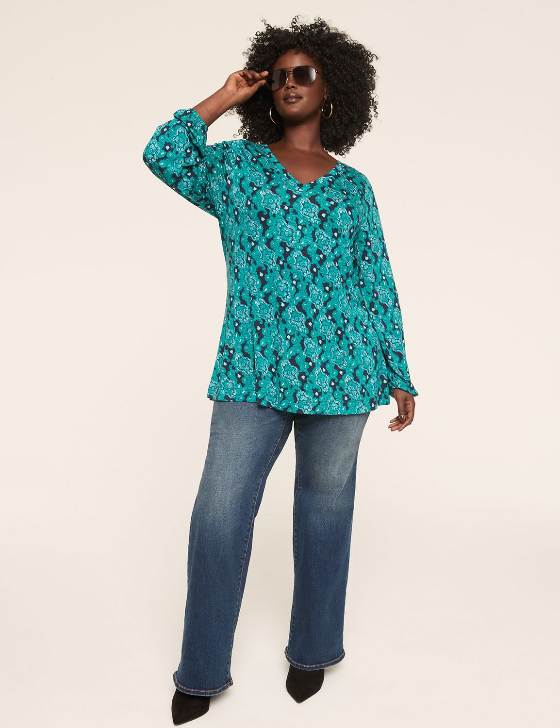 Casual Blouson Long Sleeve V-Neck T Product Image 3