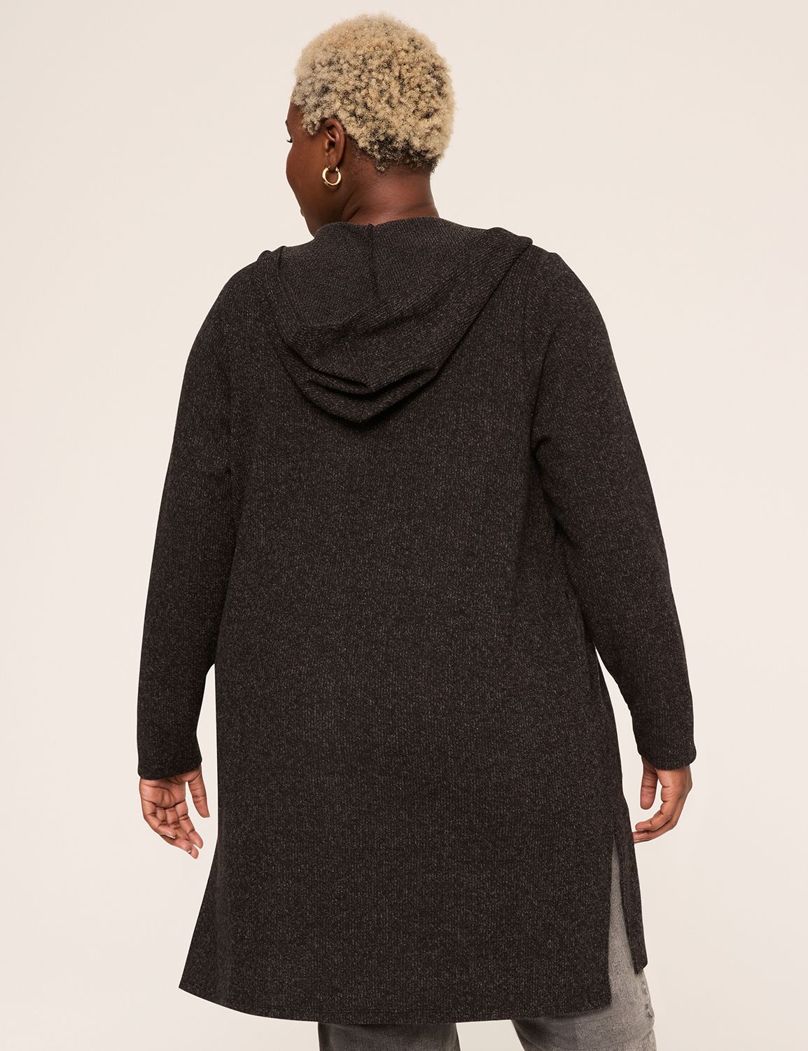 Rib Open-Front Hoodie Overpiece