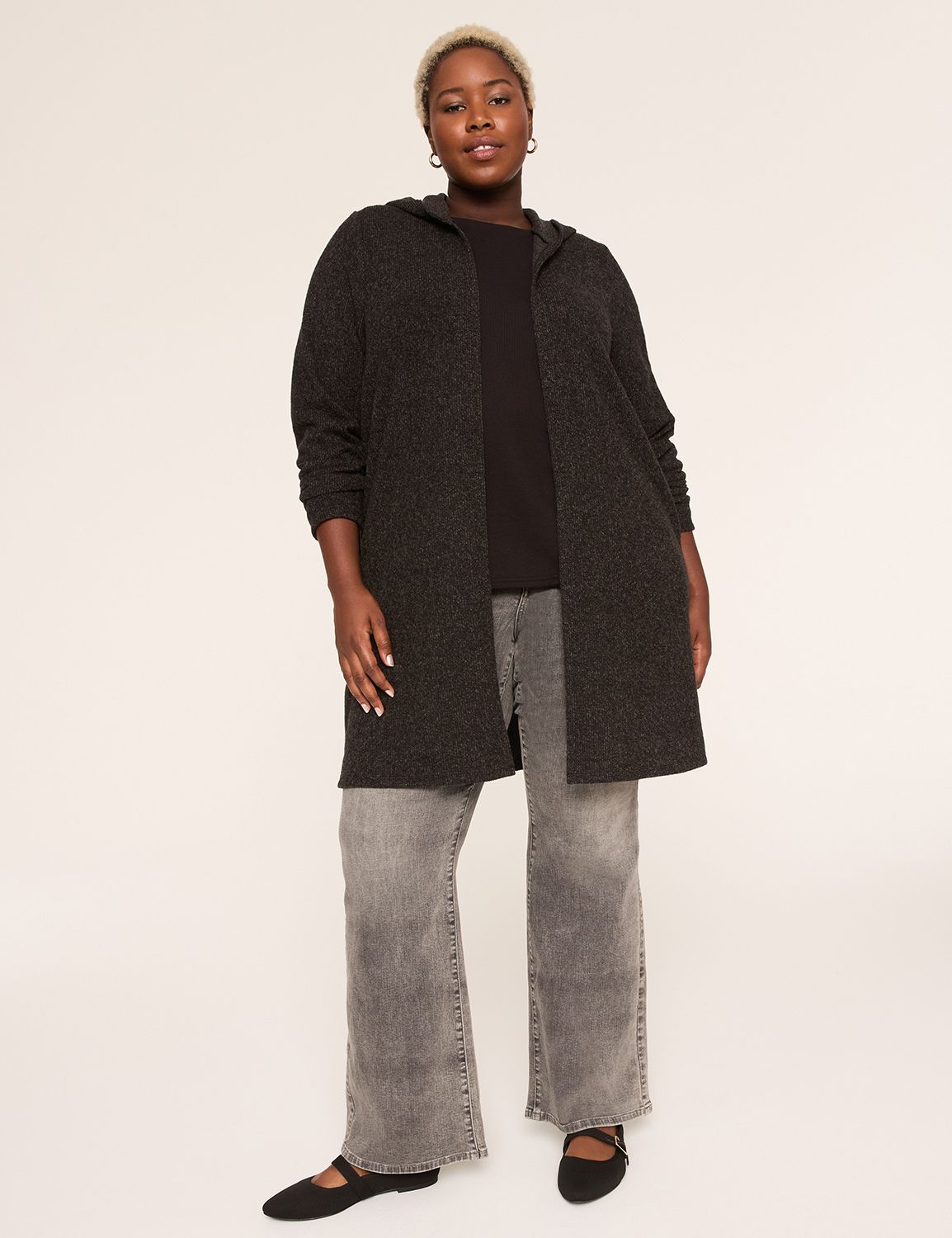Casual Long Sleeve Open Front Hoodi Product Image 3