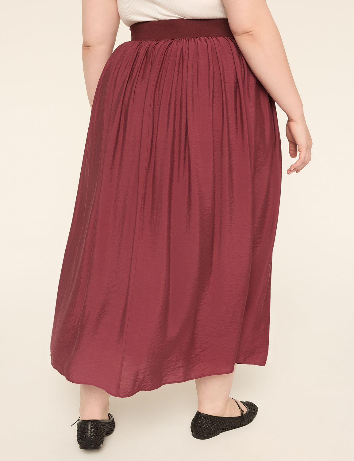 Pull-On Shirred Maxi Skirt