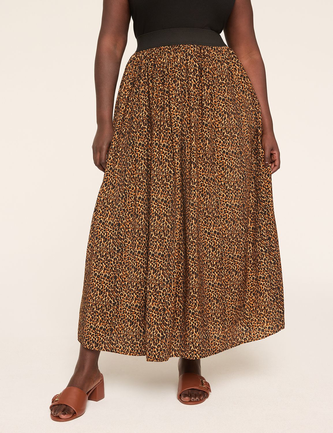 Pull-On Shirred Maxi Skirt