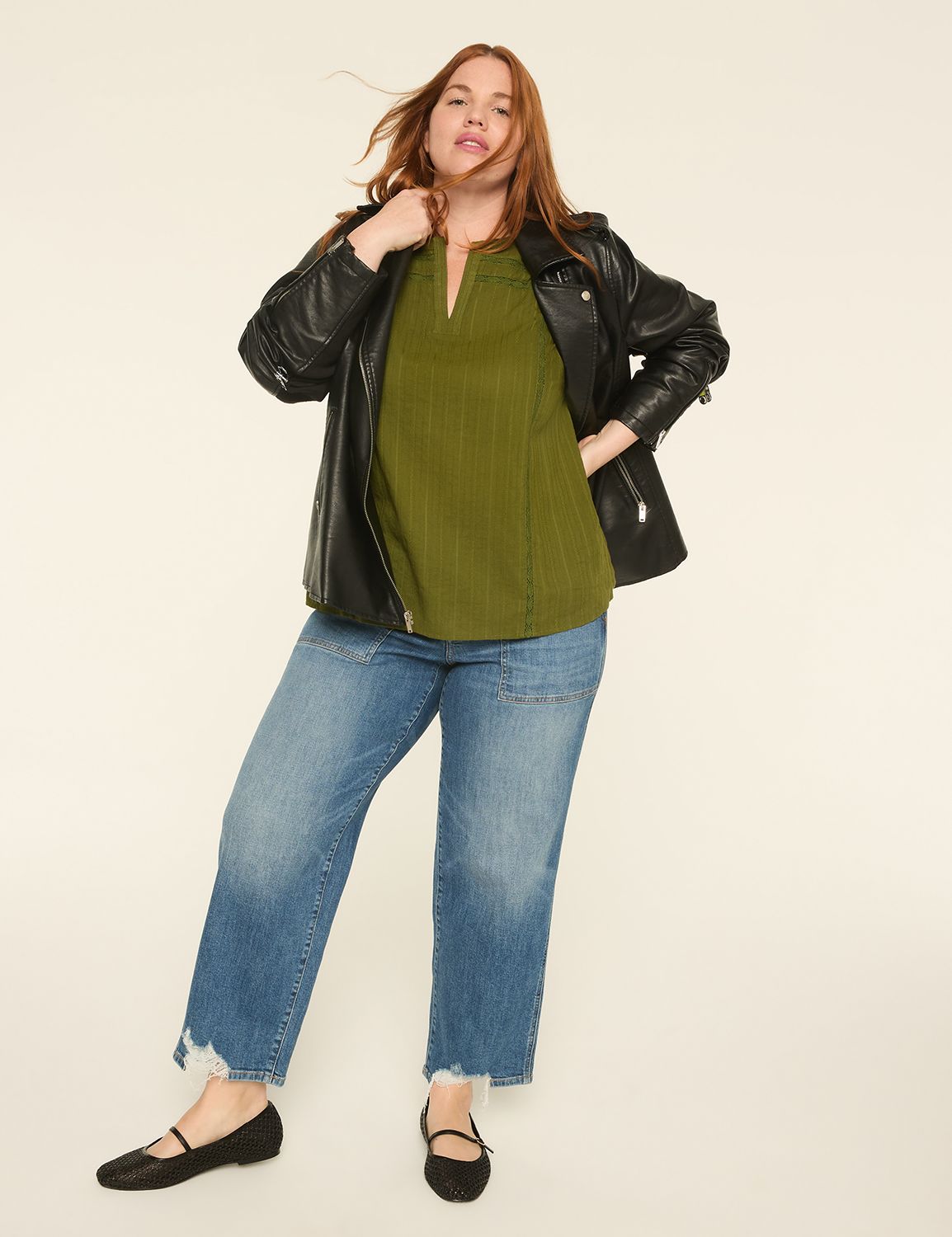 トップス Apolina 25aw Blouse 2-3Y Agnes Tencel® Denim 3/4 Sleeve Popover Shirt