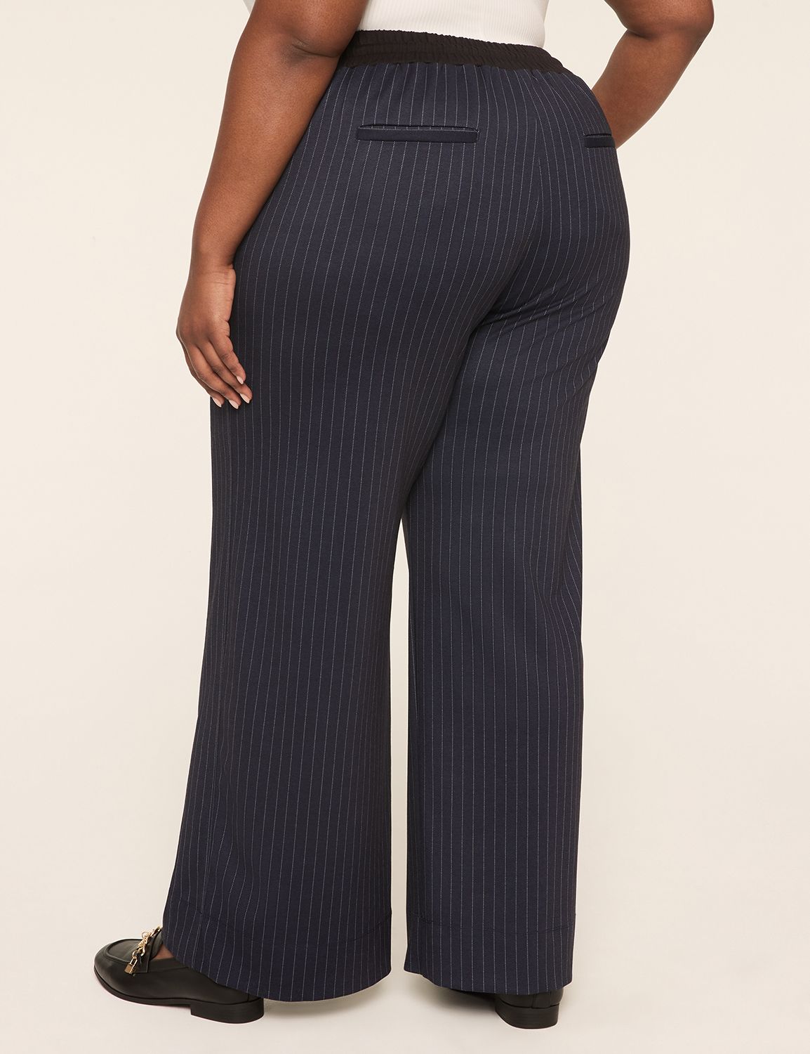 Ponte Pull-On Stripe Wide Leg Pant