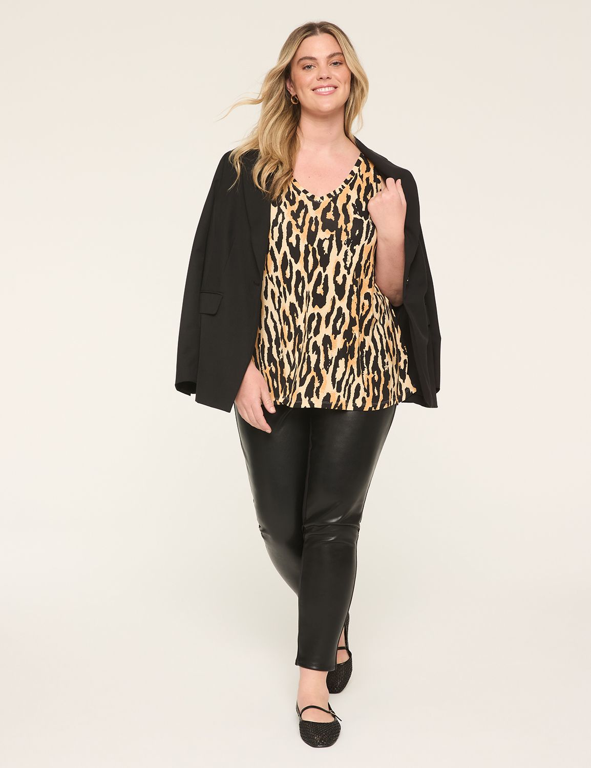 Pleather front Ponte Pull On High R Product Image 3