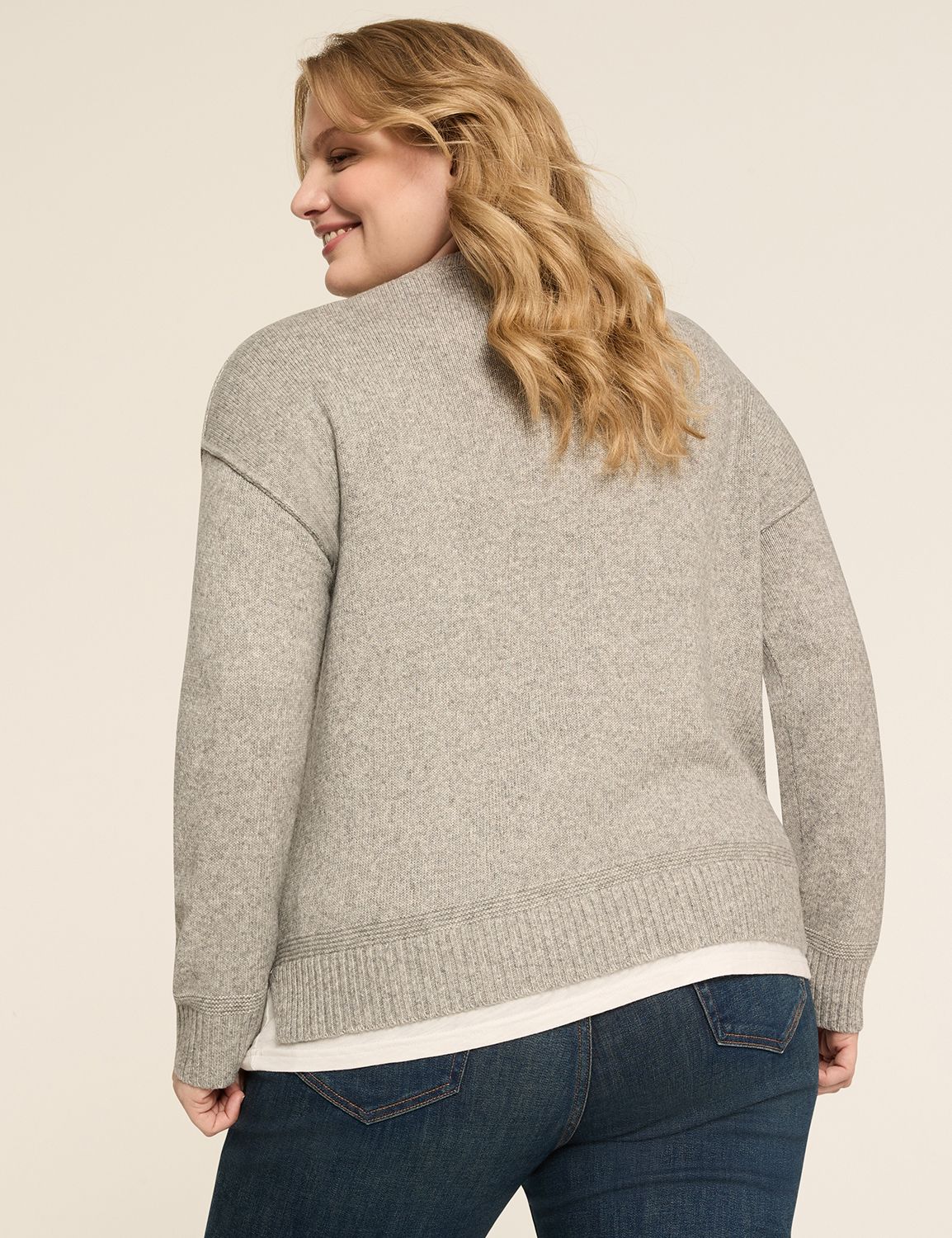 V-Neck Mix-Media Layered Sweater